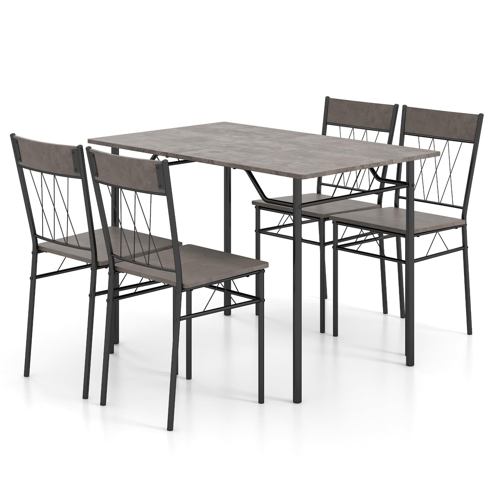 Giantex Dining Table Set for 4, 5-Piece Breakfast Nook with Kitchen Table, 4 Dining Chairs