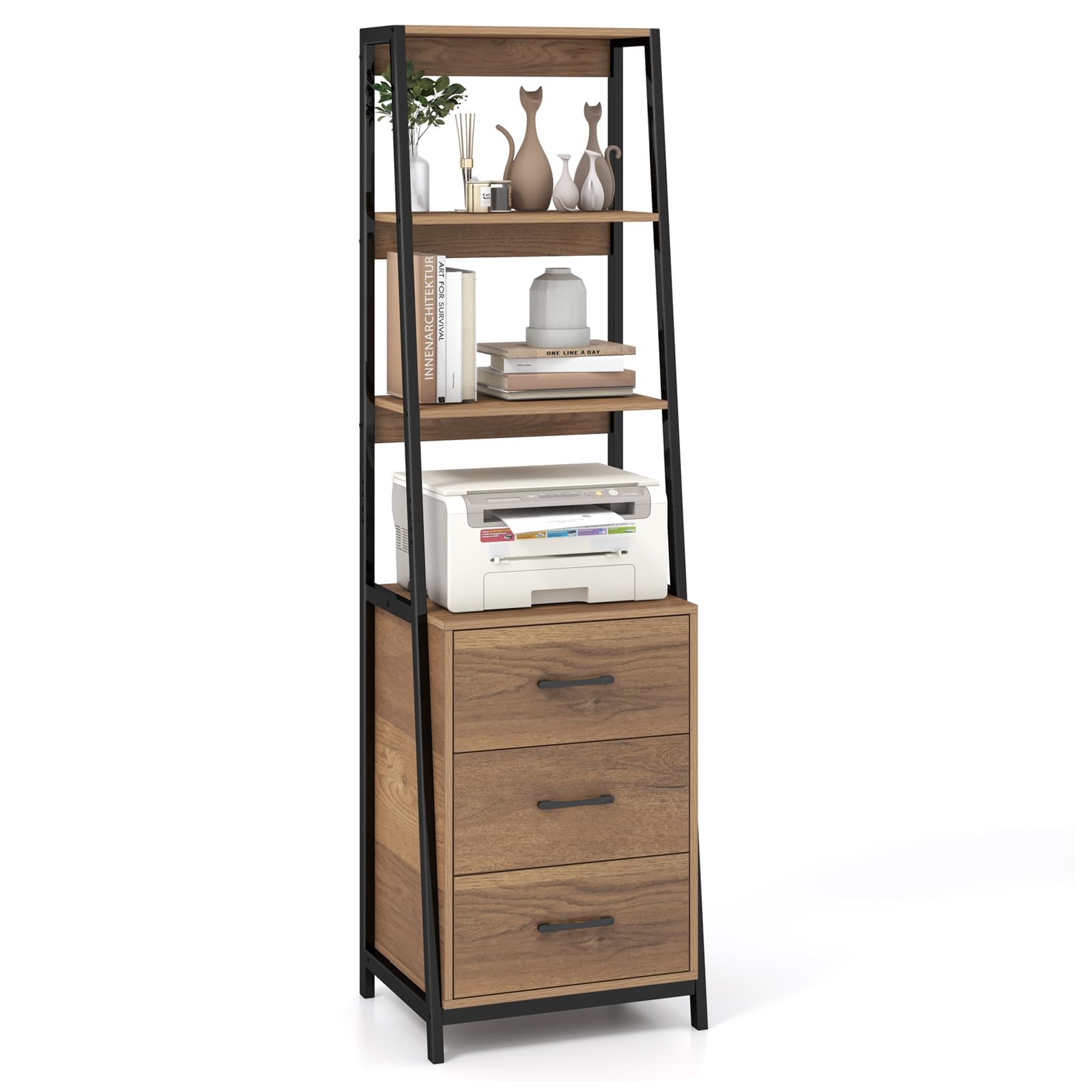 Giantex Ladder Bookshelf with Drawers