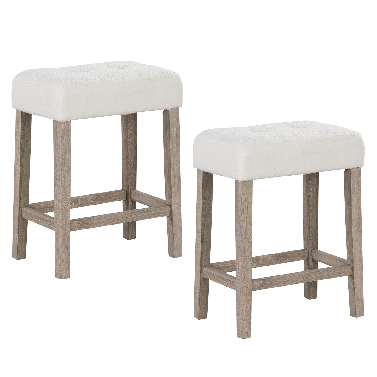 Giantex Sherpa Bar Stools, 24" Counter Height Kitchen Bar Stools with Cushioned Seat