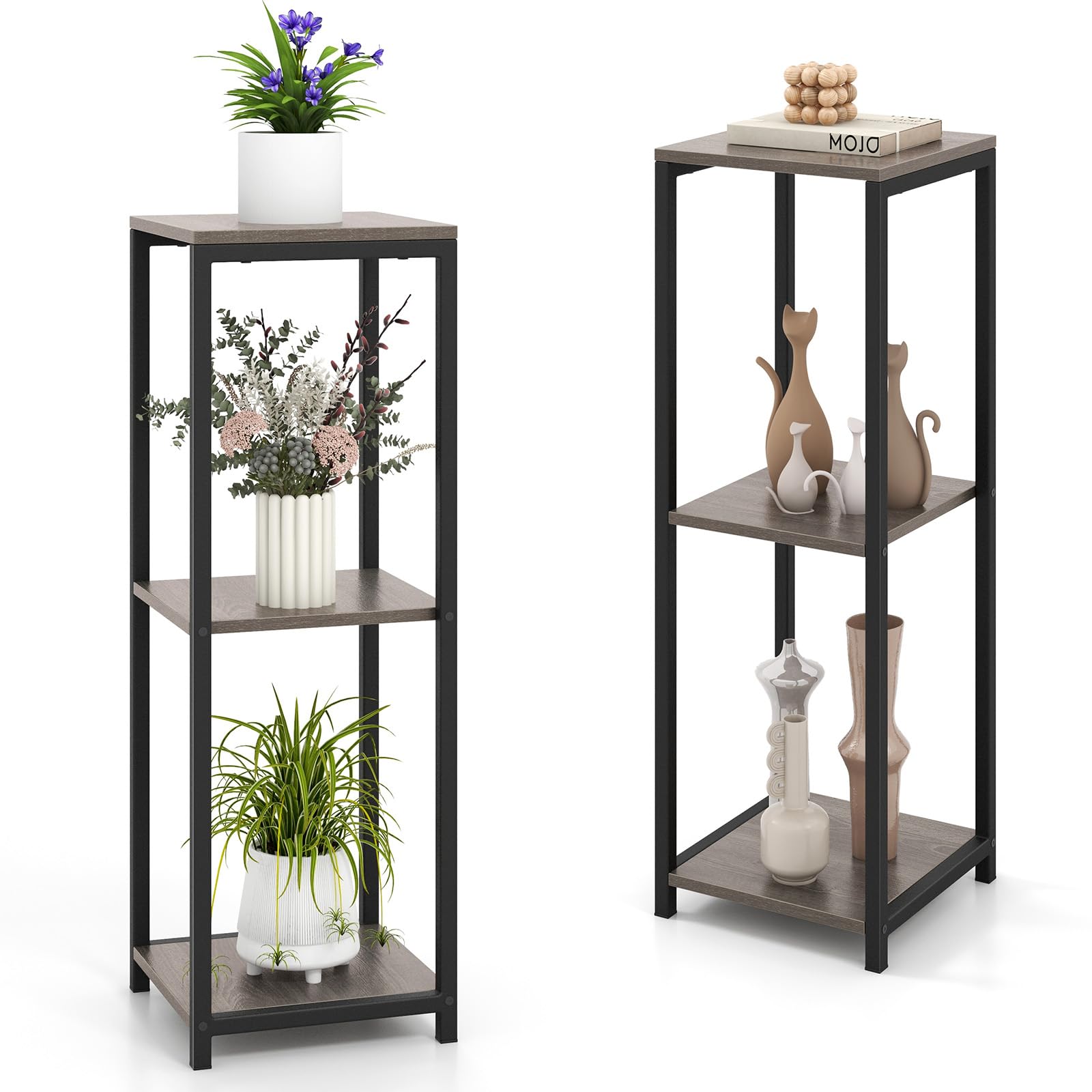 Giantex 3 Tier Tall Plant Stand Indoor, 36 Inch Corner Plant Holder with Metal Frame