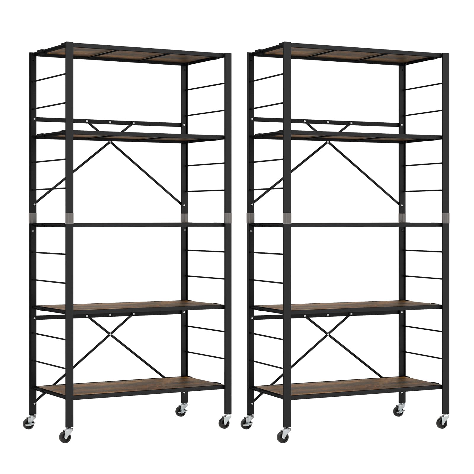 Giantex Folding Bookshelf with Wheels