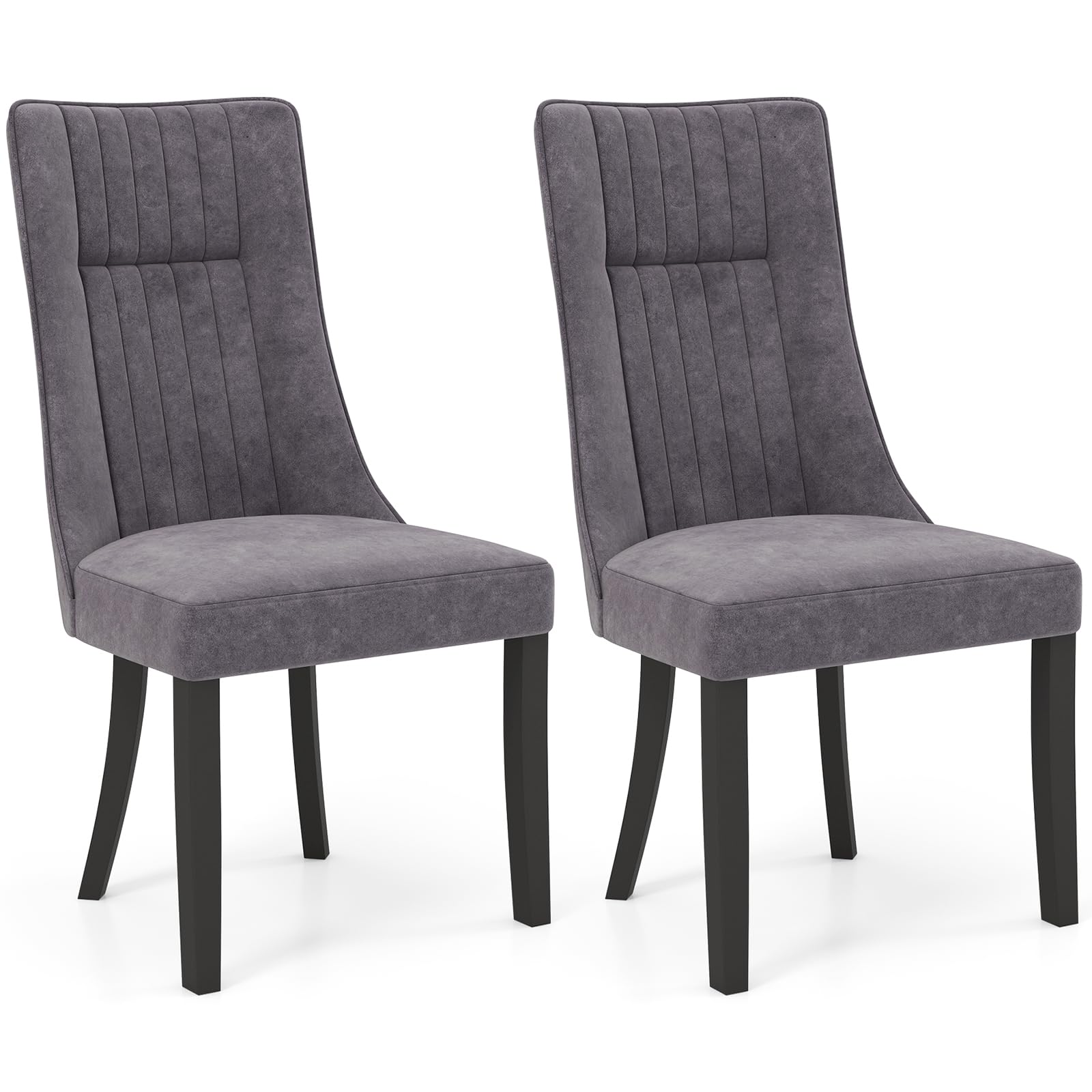 Giantex Upholstered Dining Chairs Set, Channel Tufted Kitchen Chairs w/High Backrest