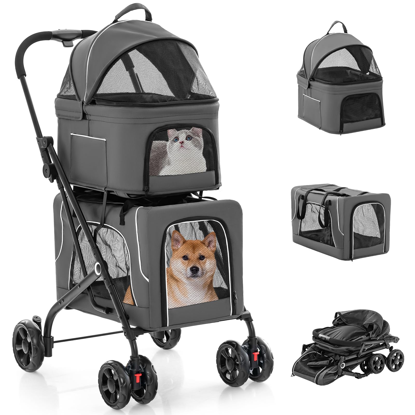 Giantex Double Dog Stroller - Pet Stroller for 2 Dogs