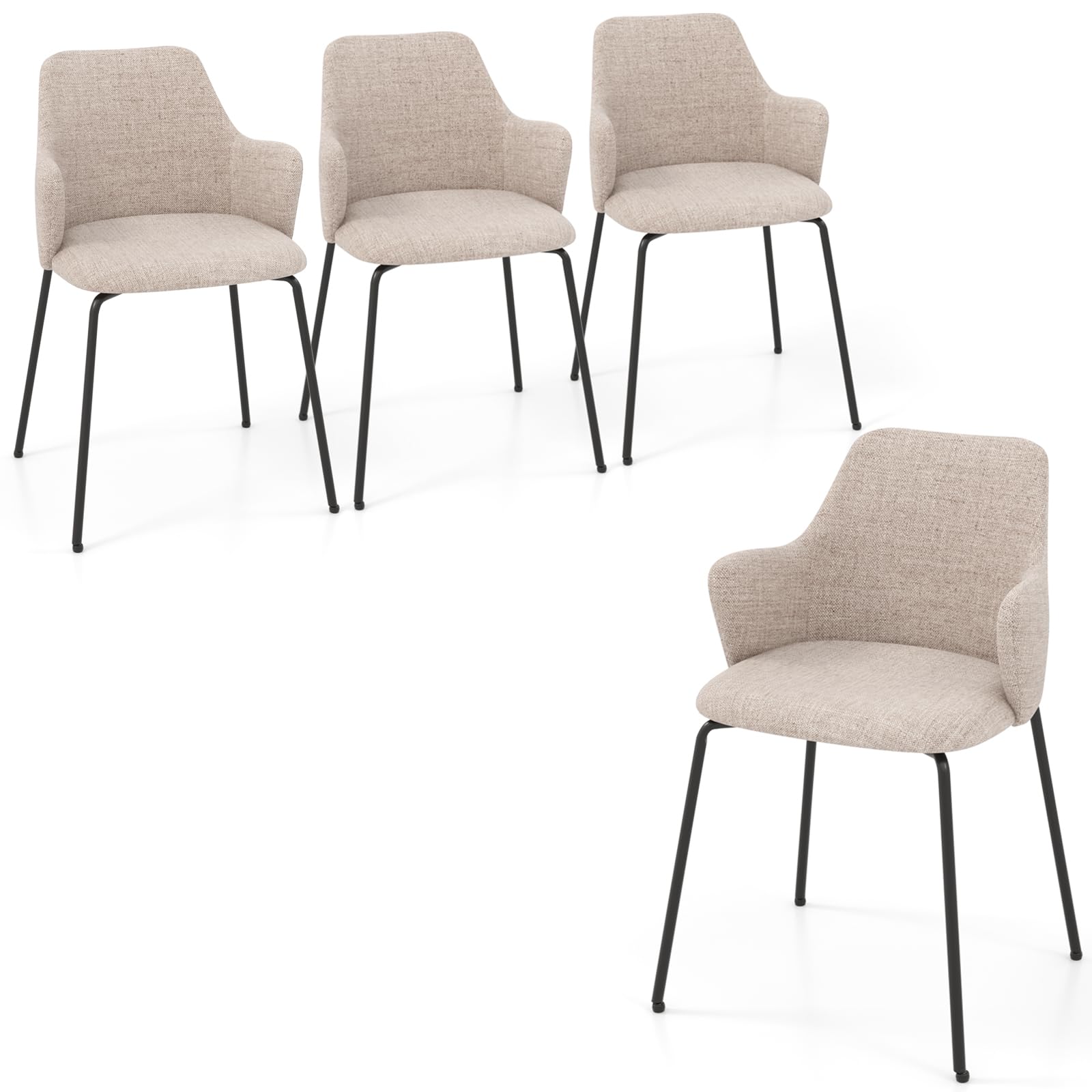 Giantex Dining Chairs Set, Upholstered Accent Chairs w/Curved Backrest