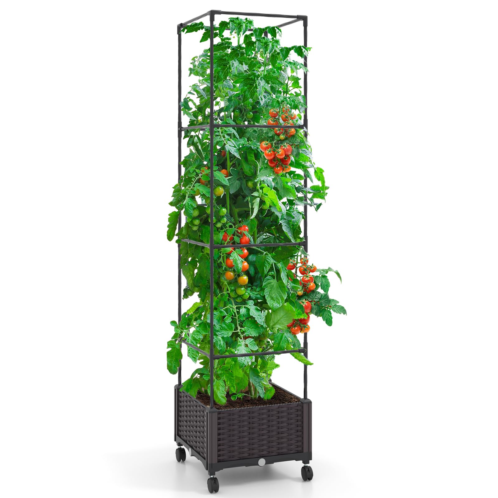 Giantex Raised Garden Bed with Tomato Cages, 67” Adjustable Height