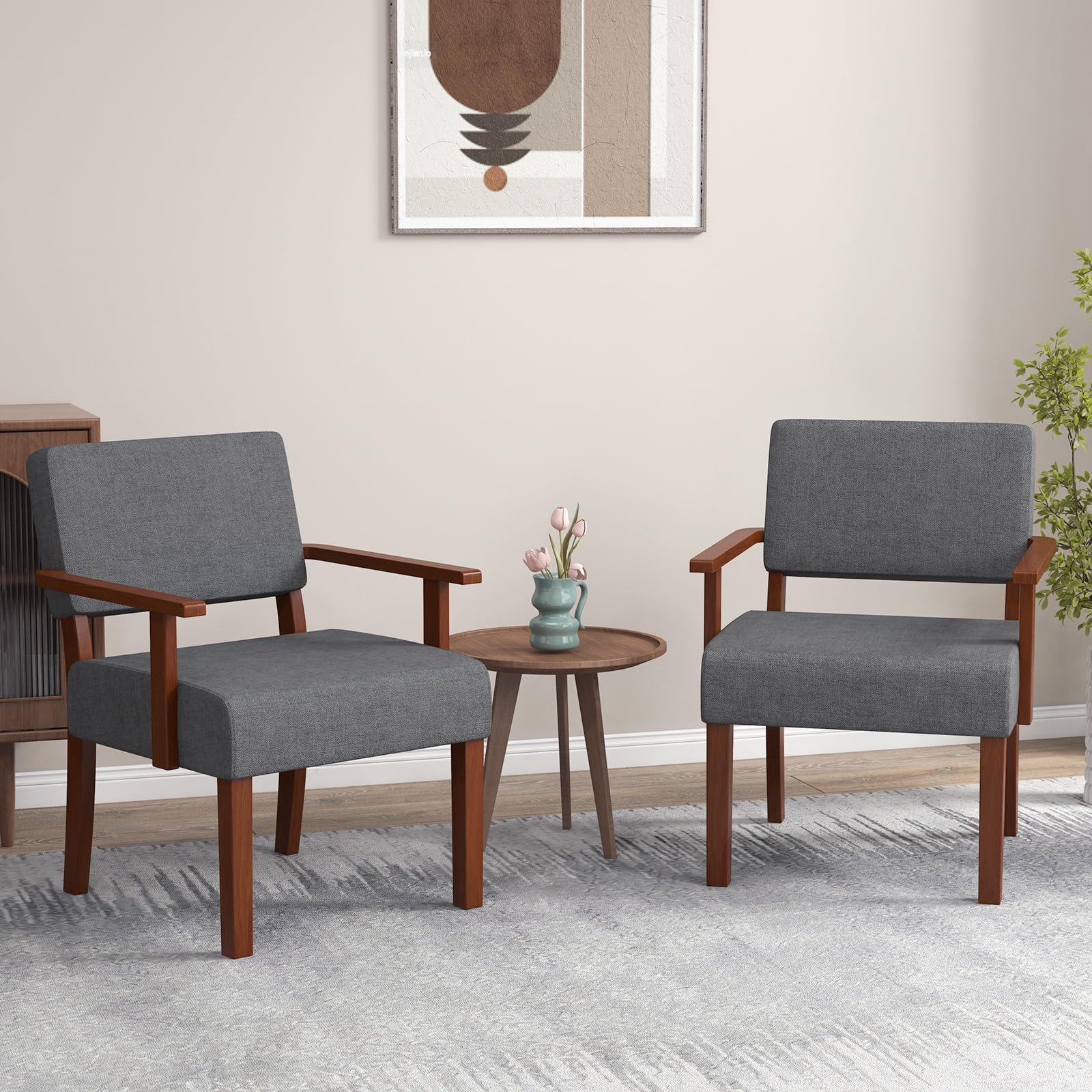 Giantex Modern Accent Chair, Linen Living Room Arm Chair w/Soft Padded Seat & Backrest