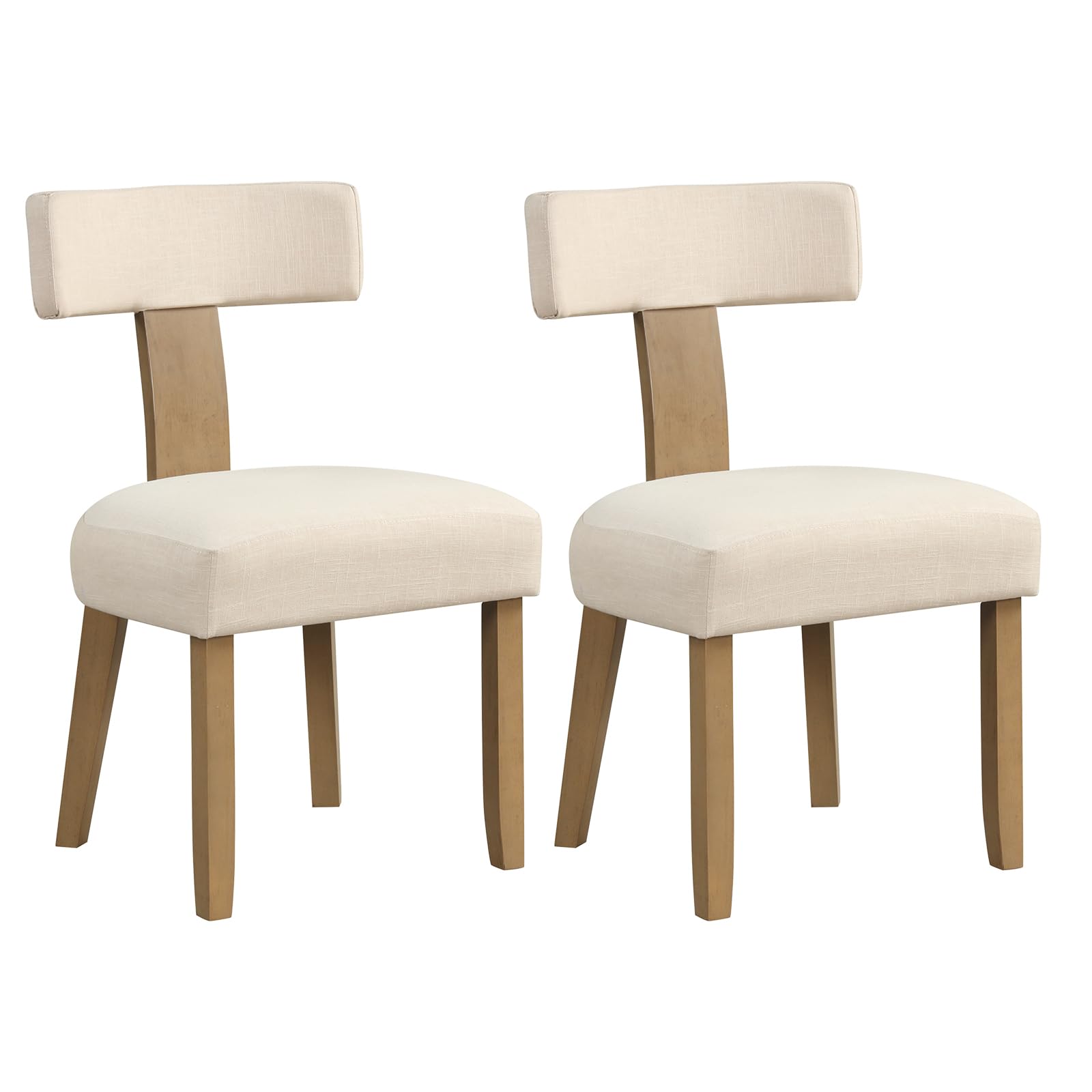 Giantex Upholstered Dining Chairs Set, Mid Century Modern Kitchen Chairs w/Curved Backrest & Rubber Wood Legs