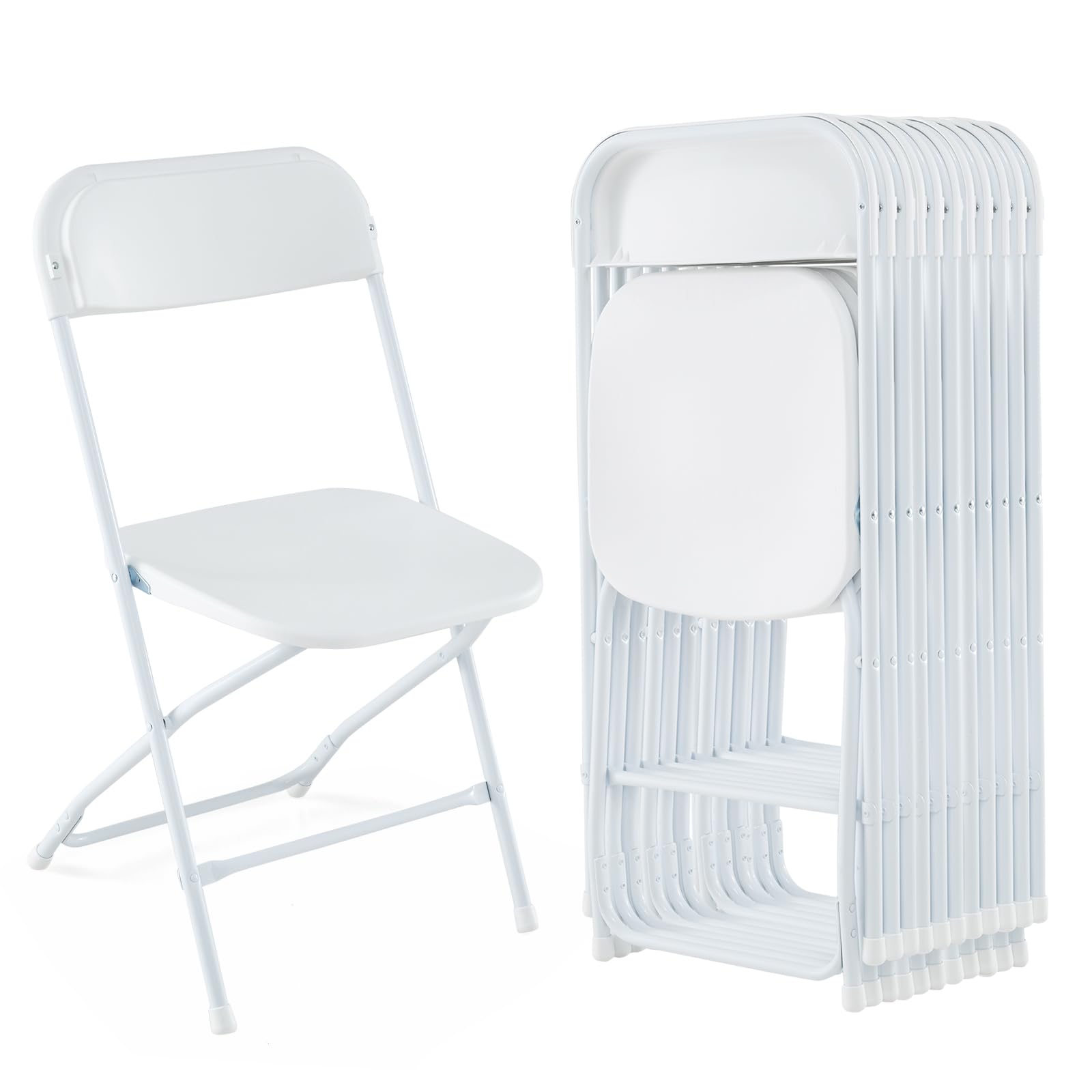 Giantex Folding Chair with Plastic Seat & Back, Heavy-Duty Metal Frame