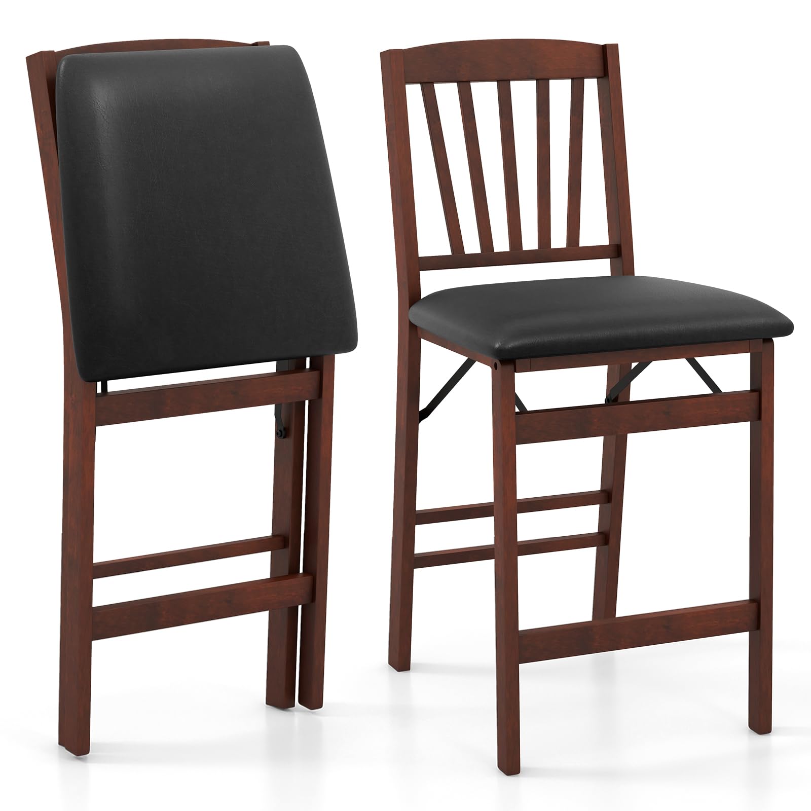 Giantex Folding Bar Stools Set, 24.5" Counter Height Bar Dining Chairs with Back