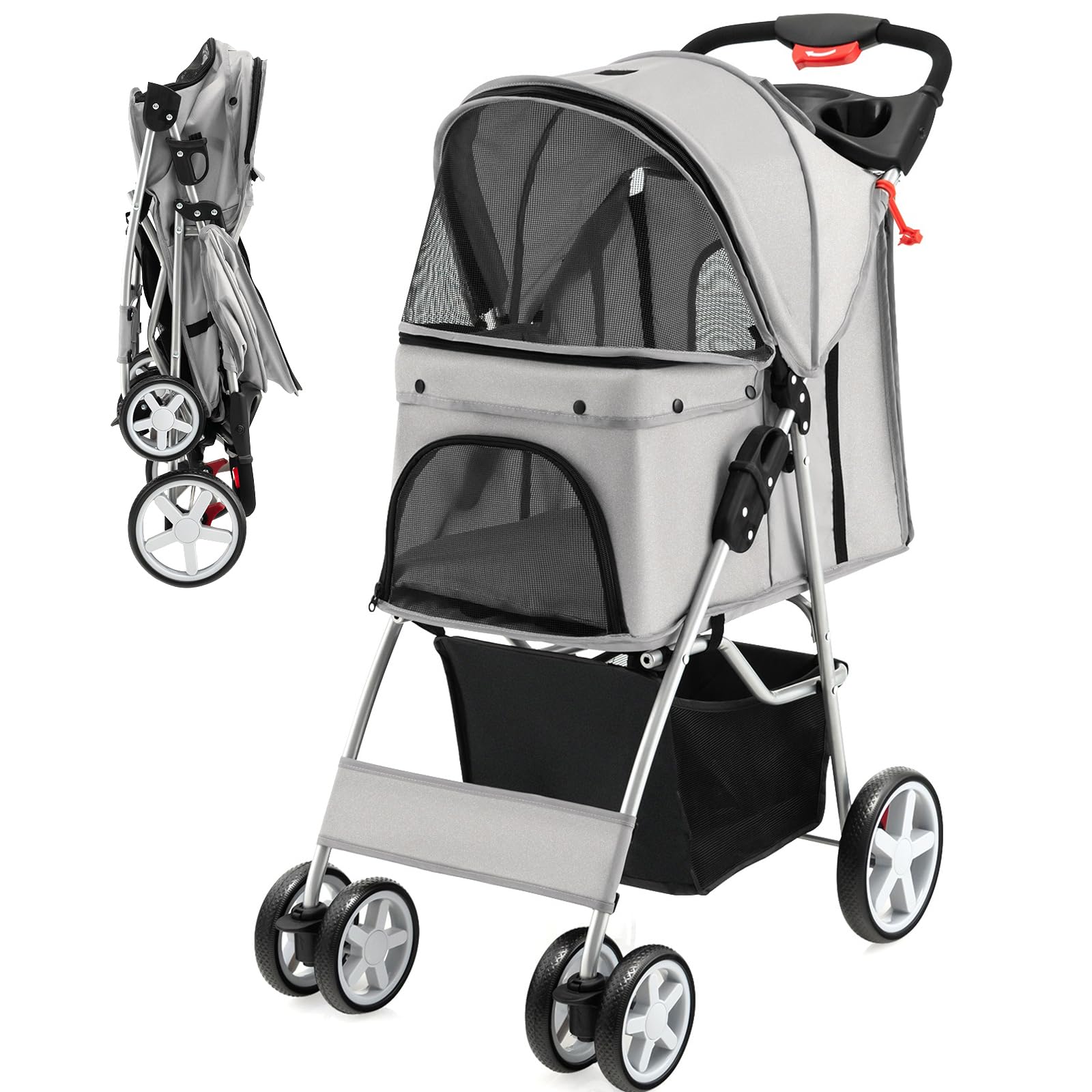 Folding Dog Stroller, Pet Stroller for Small Medium Dogs Cats Puppy