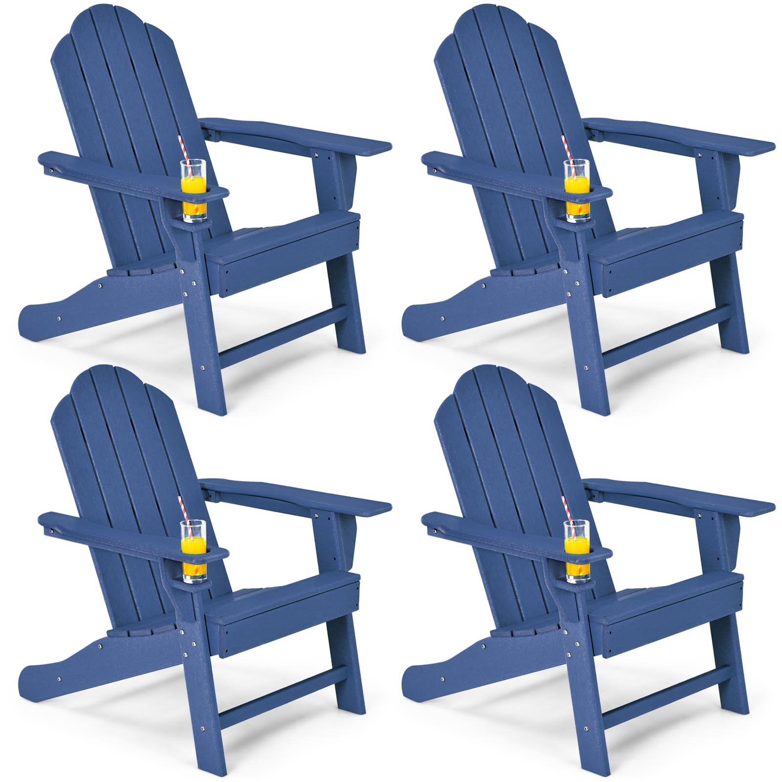 Adirondack Chair with Cup Holder, Outdoor Patio Weather Resistant Chair