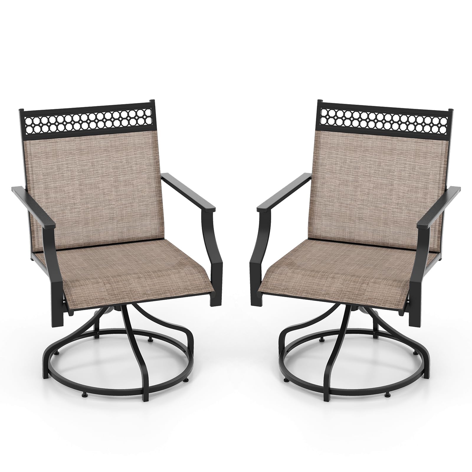 Giantex Swivel Outdoor Chairs, Patio Dining Chairs, Round Steel Base