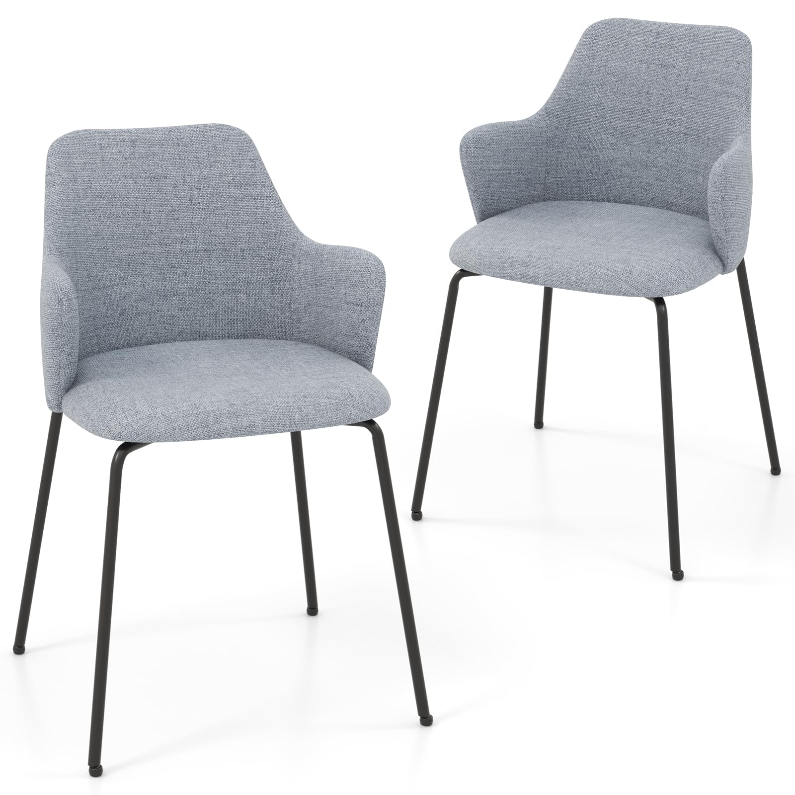 Giantex Dining Chairs Set, Upholstered Accent Chairs w/Curved Backrest