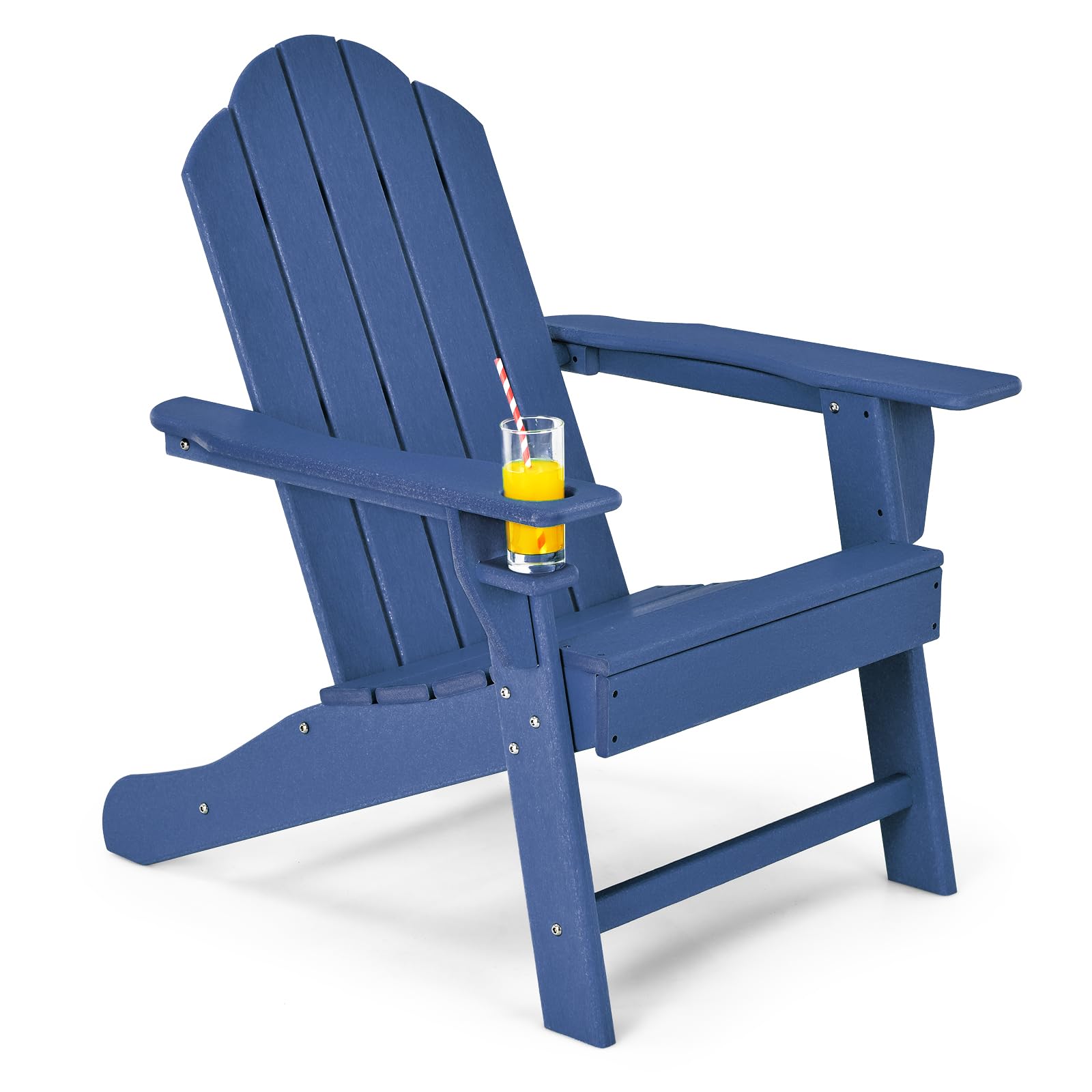 Adirondack Chair with Cup Holder, Outdoor Patio Weather Resistant Chair