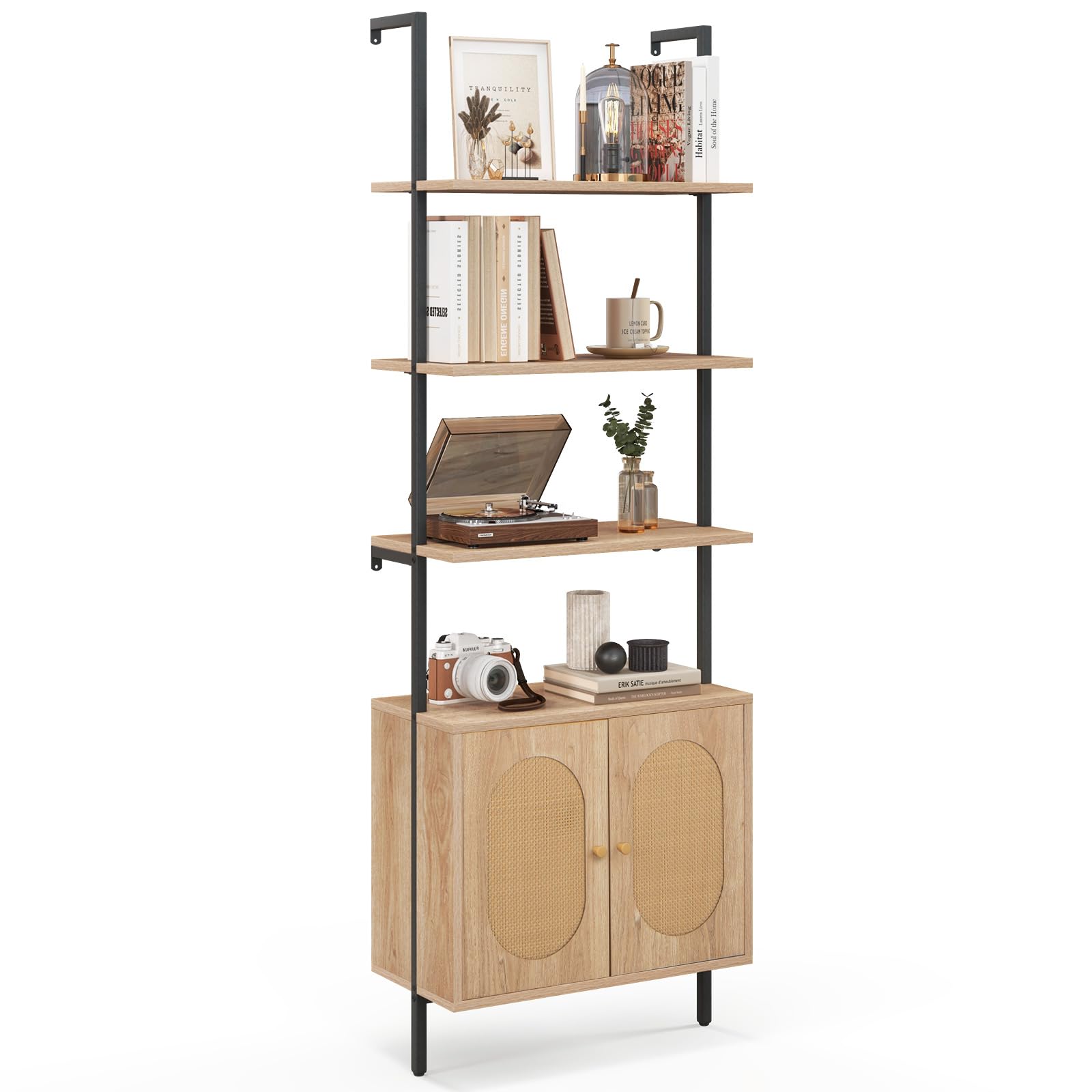 Giantex 71" Ladder Bookshelf with Cabinet