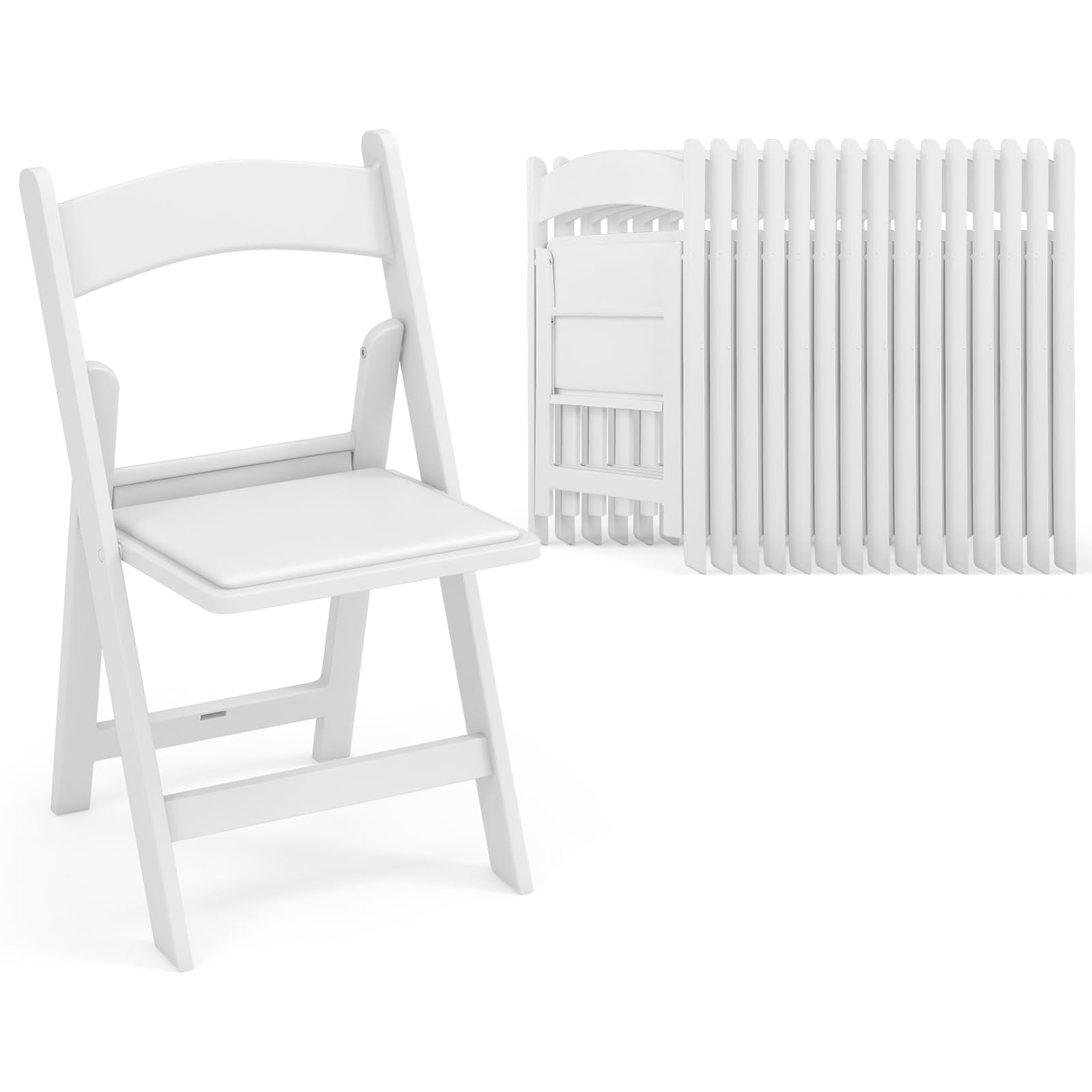 Giantex Folding Chairs with Padded Seat, All-Weather Resin Frame