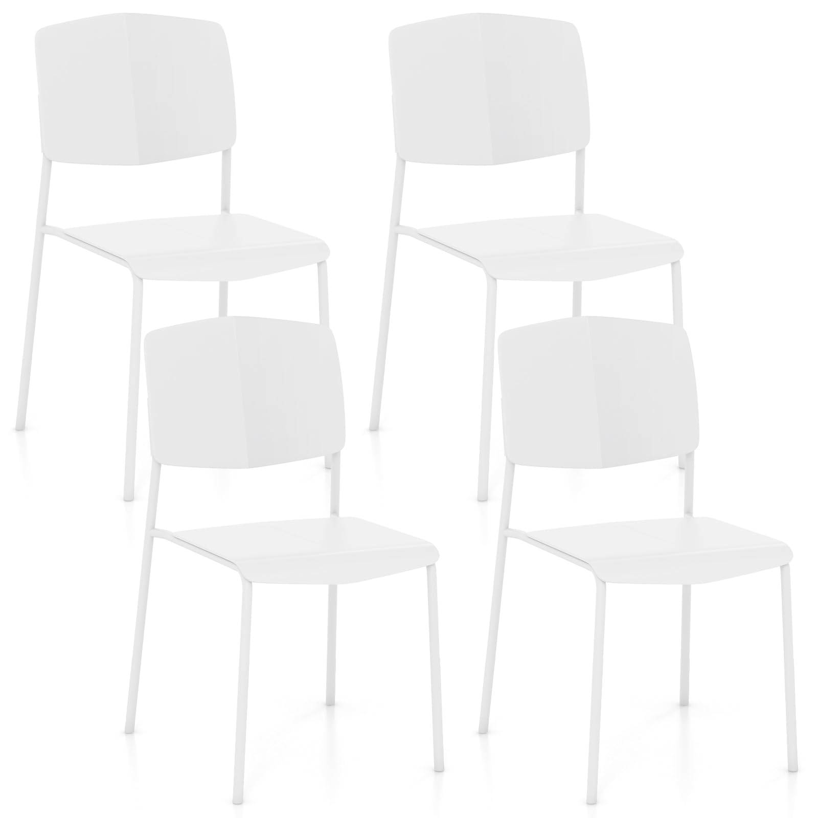 Giantex Stackable Dining Chairs Set, Modern Kitchen Chairs w/Metal Legs & Curved Back, Load up to 350 LBS