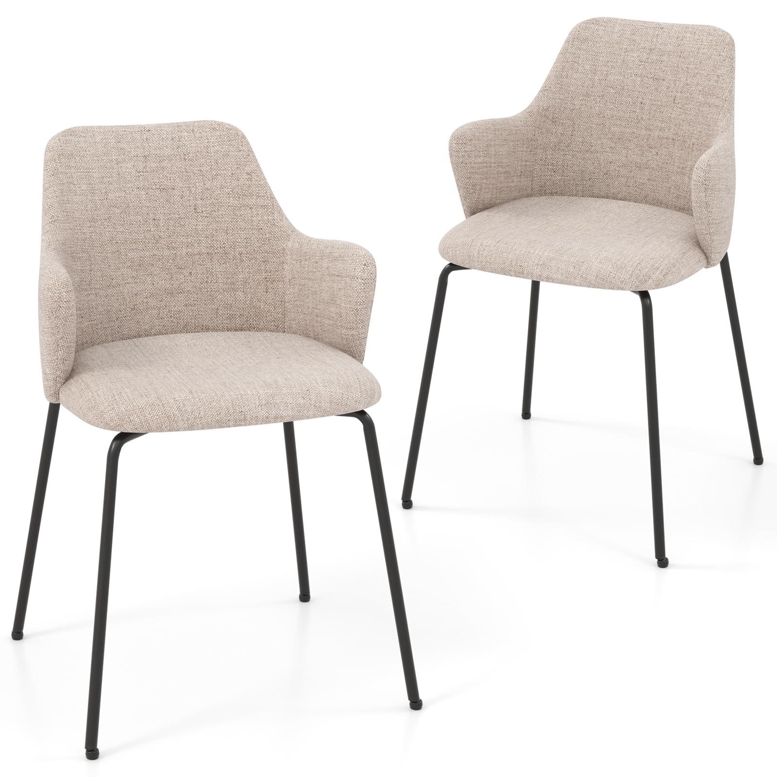 Giantex Dining Chairs Set, Upholstered Accent Chairs w/Curved Backrest