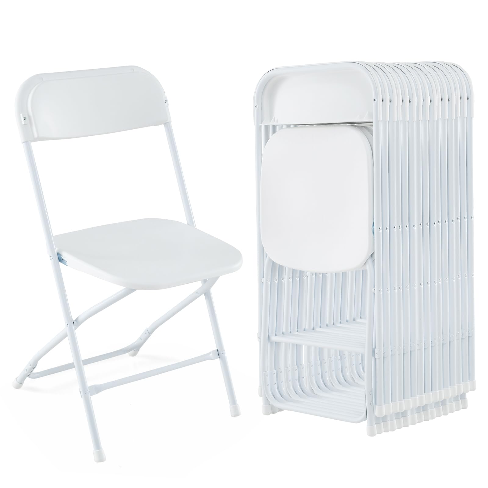 Giantex Folding Chair with Plastic Seat & Back, Heavy-Duty Metal Frame