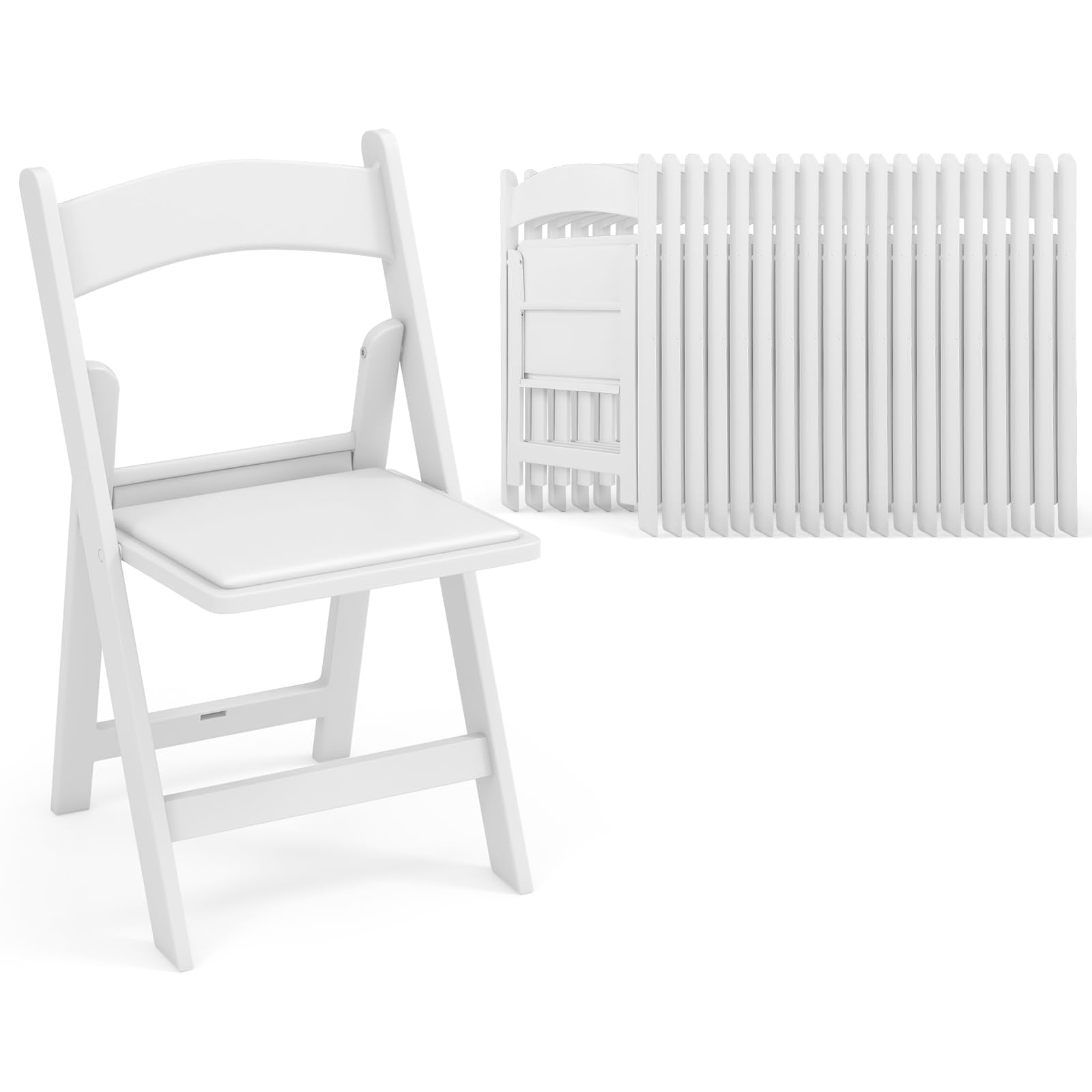 Giantex Folding Chairs with Padded Seat, All-Weather Resin Frame