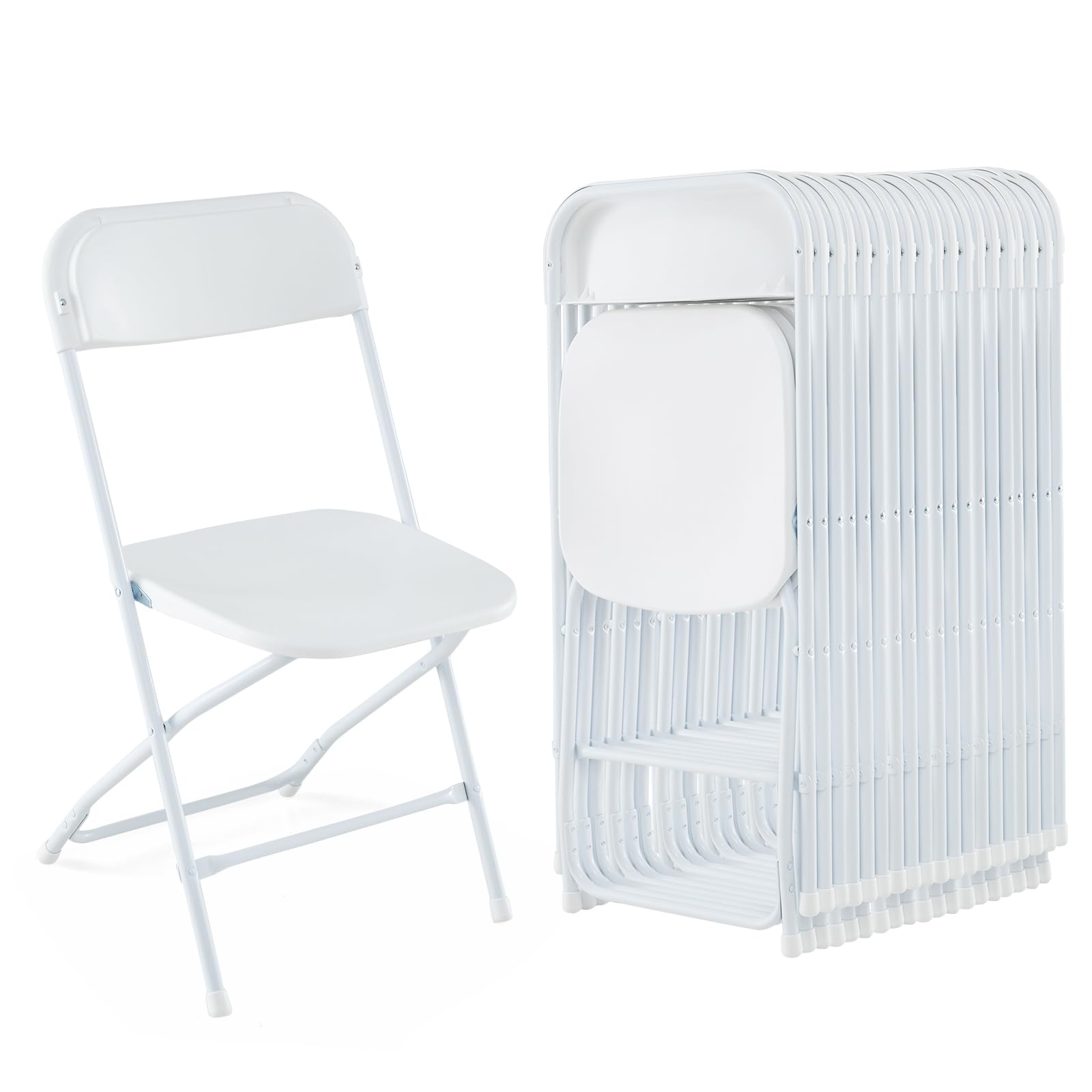 Giantex Folding Chair with Plastic Seat & Back, Heavy-Duty Metal Frame