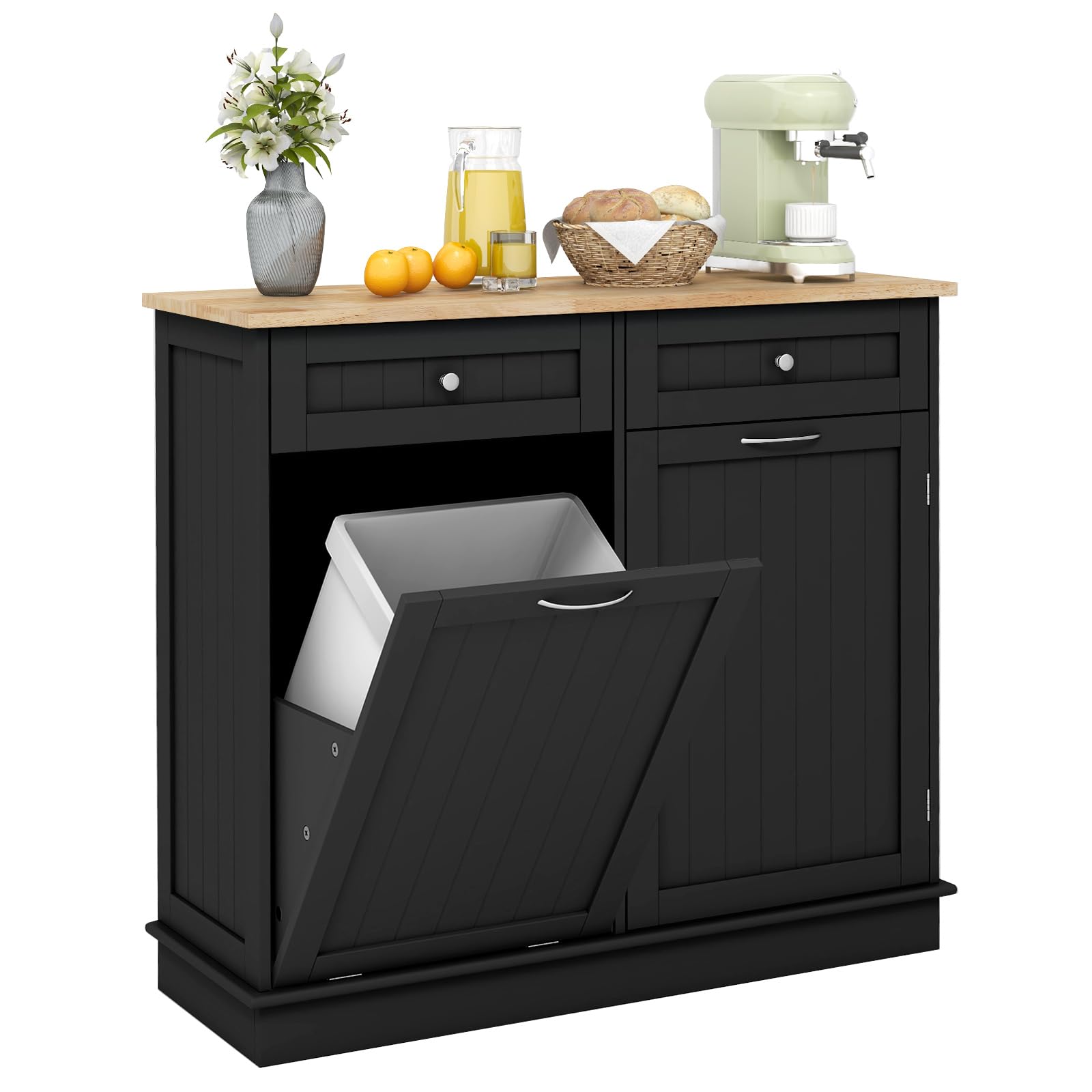 Giantex Kitchen Trash Cabinet, Kitchen Island with Tilt Out Garbage Bin