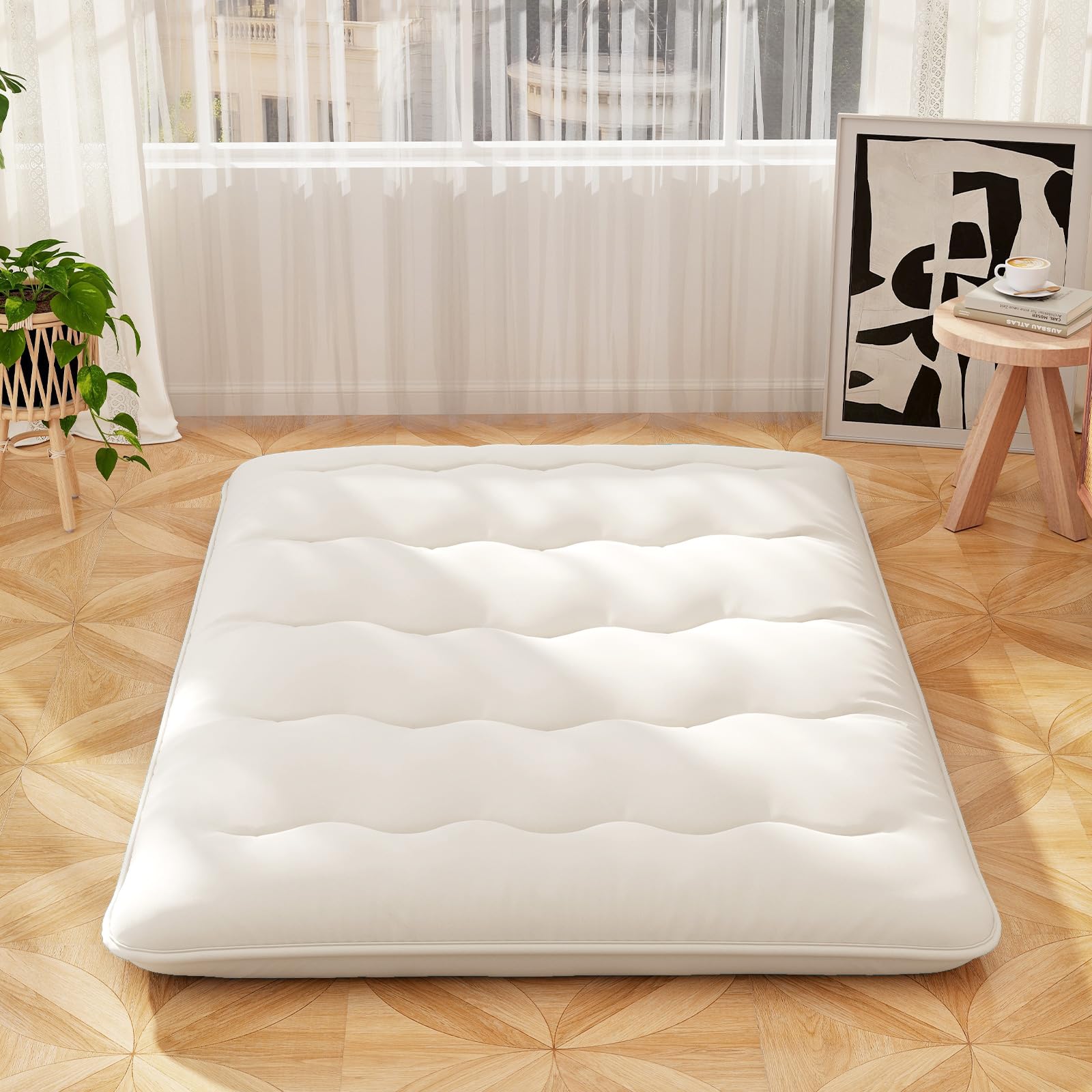 Giantex Japanese Floor Mattress, 4 Inch Futon Mattress with Washable Cover & Storage Bag