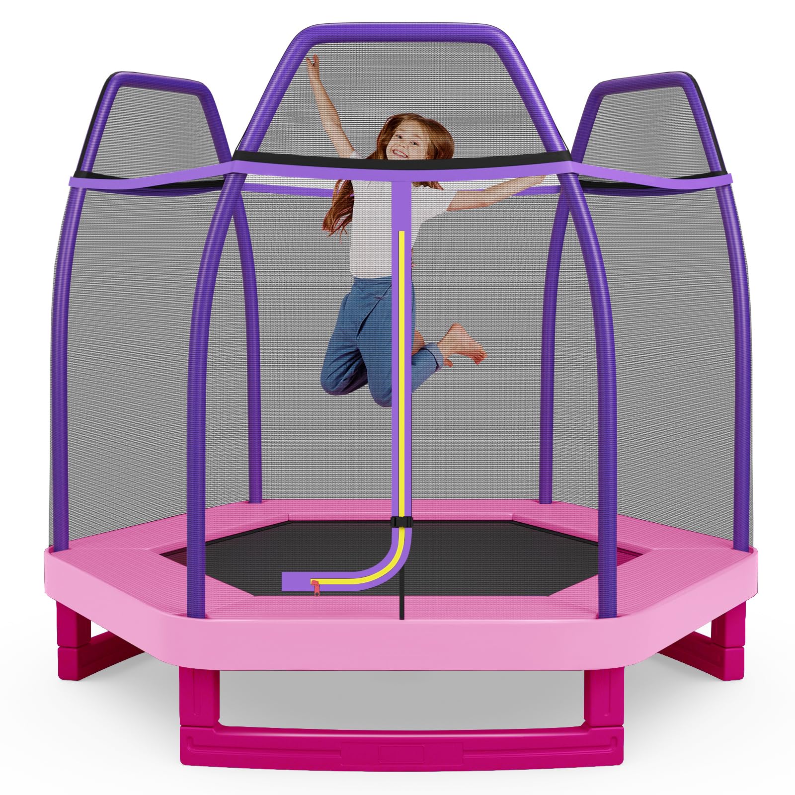 Giantex 7 Ft Kids Trampoline w/Safety Enclosure Net