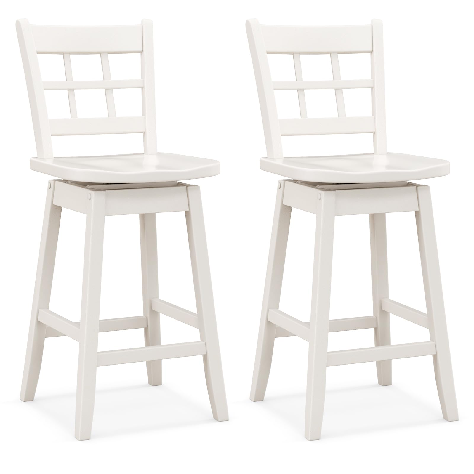 Giantex Bar Stools, Farmhouse Swivel Barstools with 6-Grid Hollow Back & Ergonomic Contoured Seat