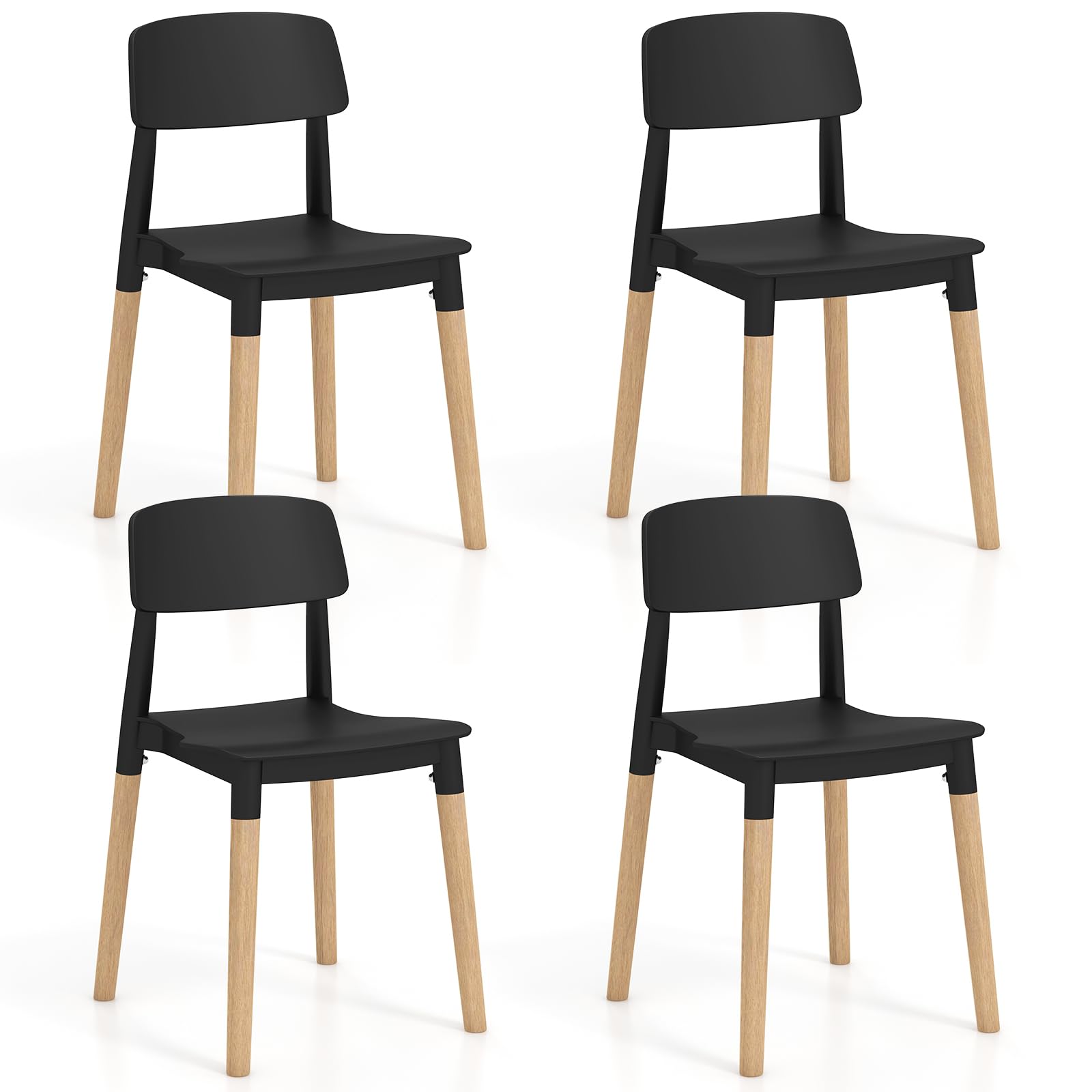 Giantex Wooden Dining Chairs Set of 4, Modern Dining Side Chairs Set w/Ergonomic Backrest, Wide Seat & Sturdy Wooden Legs