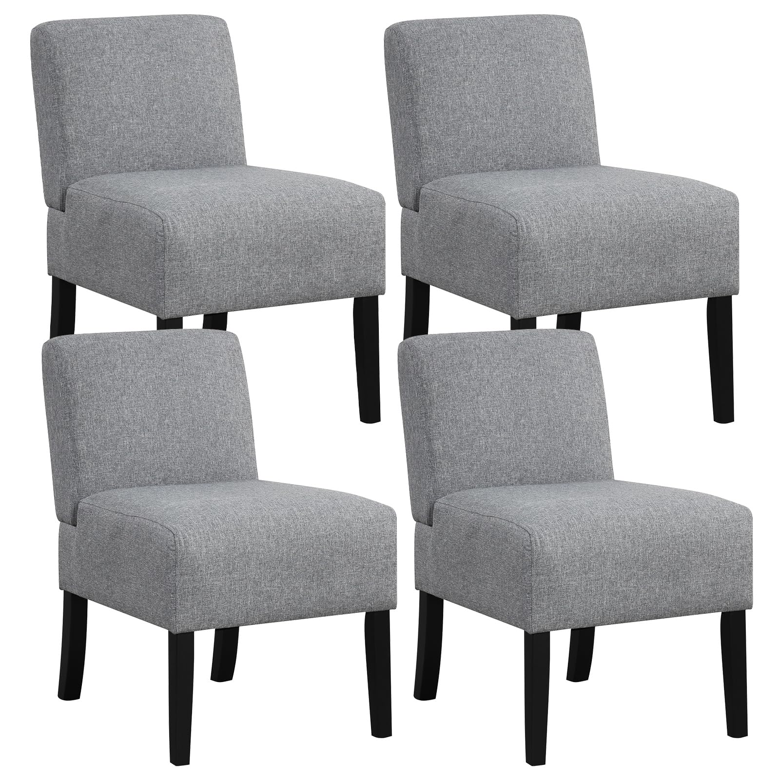 Giantex Armless Accent Chair Set of 1/2/4, Upholstered Living Room Chair with Rubber Wood Legs