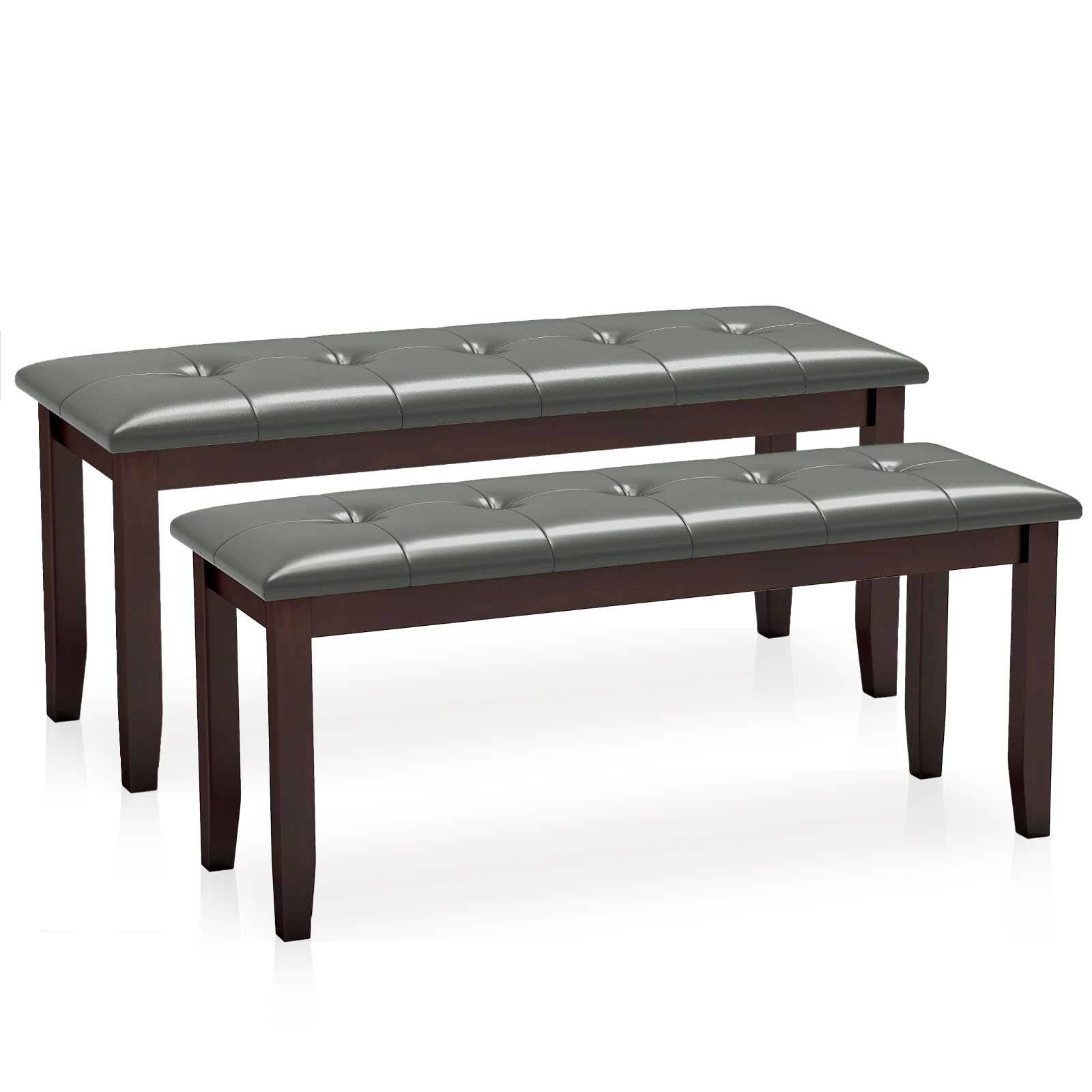 Giantex Button-Tufted Dining Bench, 45.5” PU Leather Upholstered Bench w/Loads 400 Lbs