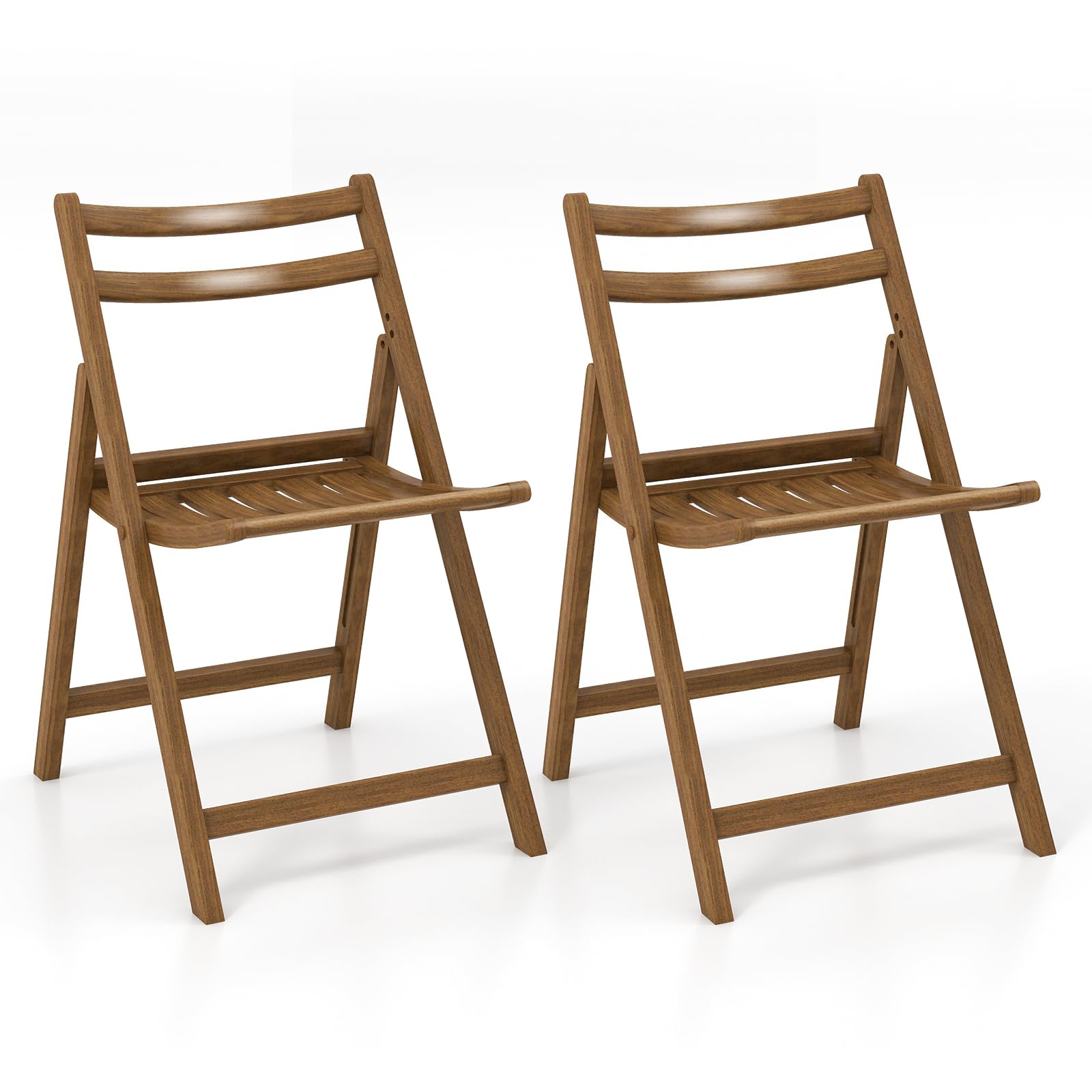 Giantex Wooden Folding Chairs Set, Dining Chairs with Wide Curved Seat