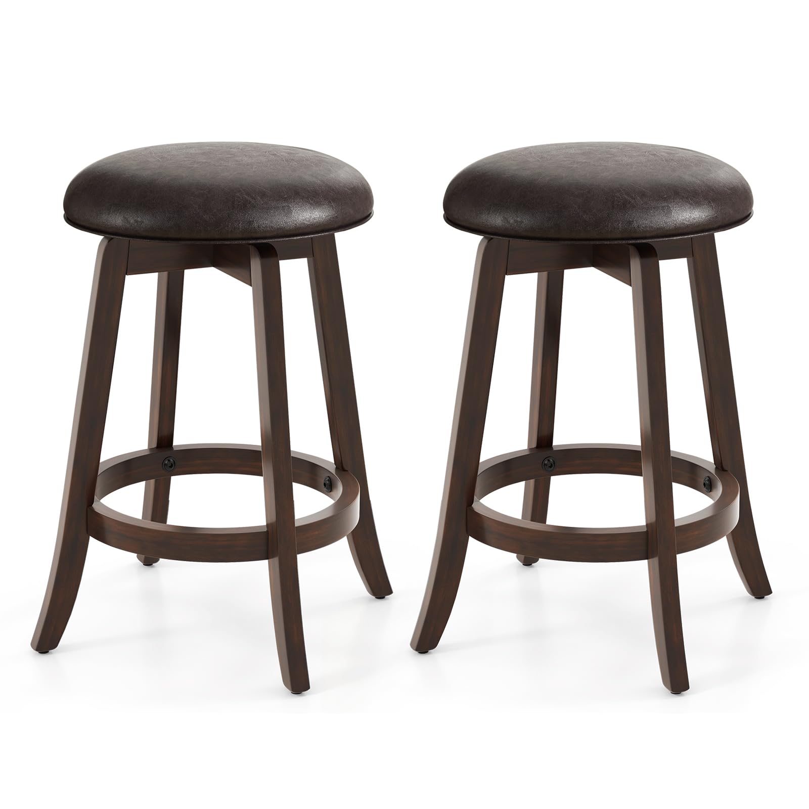 Giantex Bar Stools Set， 29"/ 24"  Bar Height Bar Stools w/ 360° Swivel Round Seat & Footrest