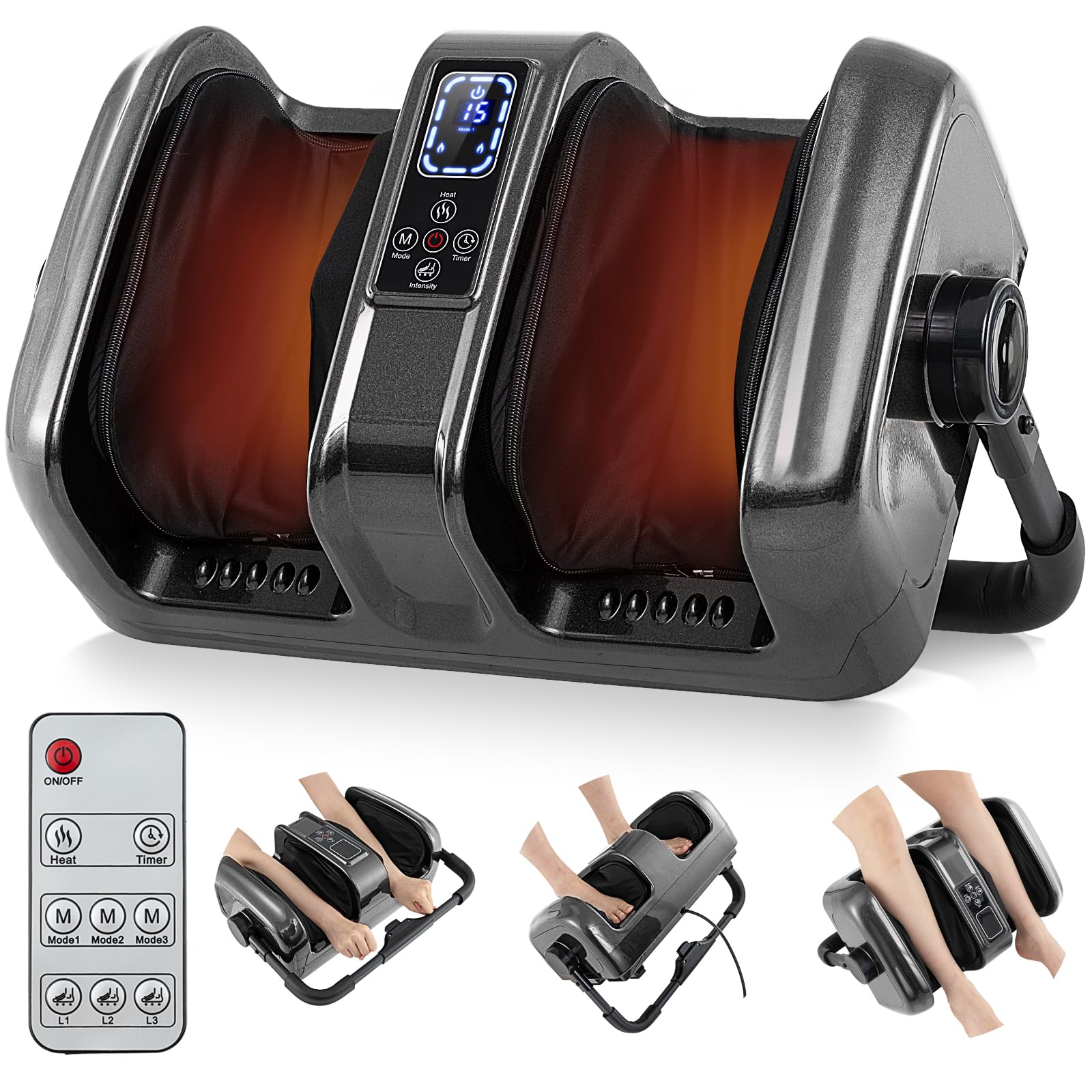 Giantex Foot Massager with Heat, 3 Massage Modes & Speed, Timer, 3 Intensity, Washable Cover