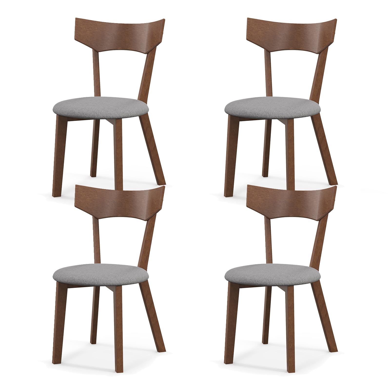 Giantex Wooden Dining Chairs, Solid Wood Kitchen Chairs w/Curved Back & Cushioned Seat