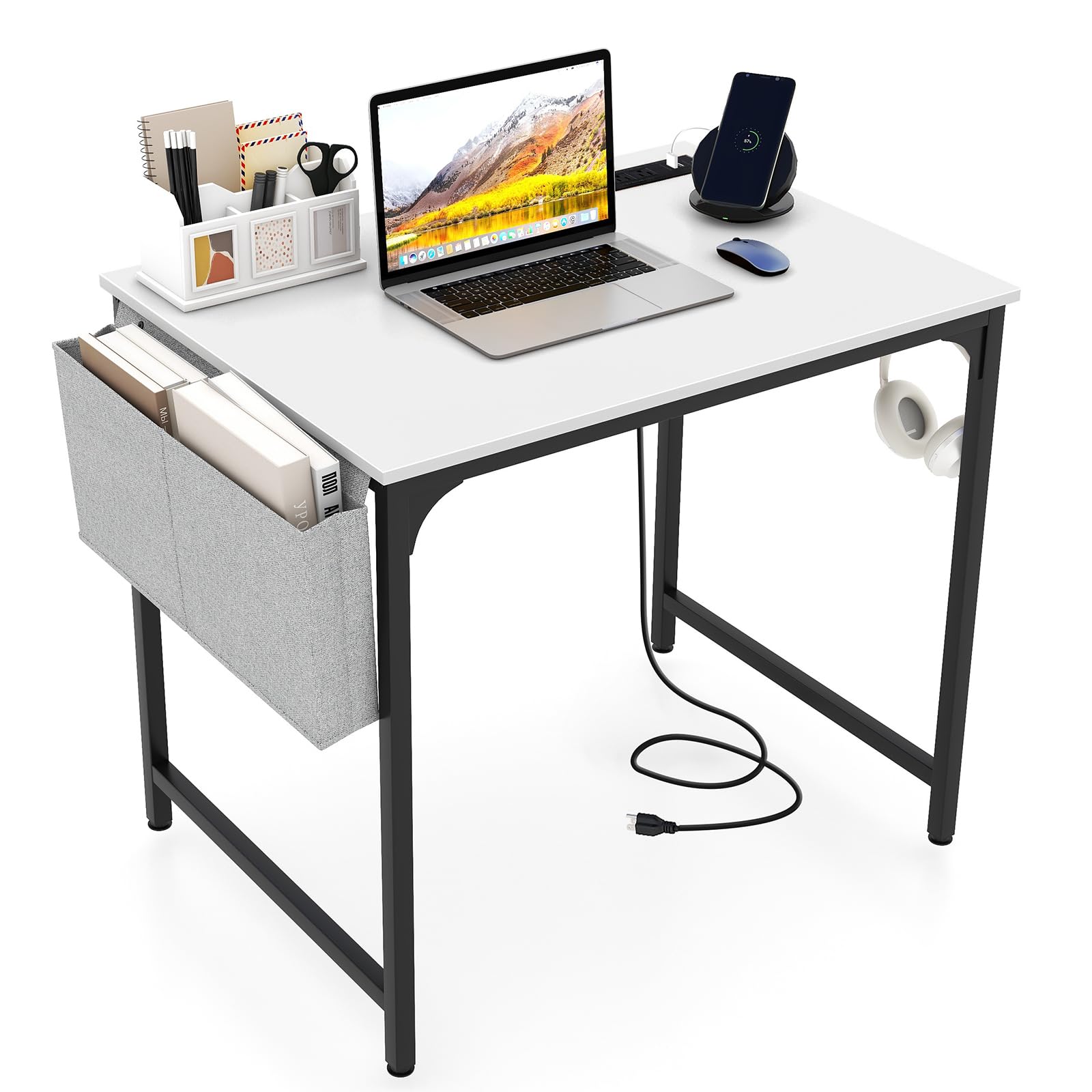 Giantex Conference Table with Charging Station, 2/4/6 PCS 32" x 24" Rectangular Meeting Room Desk with Storage Bag & Hook