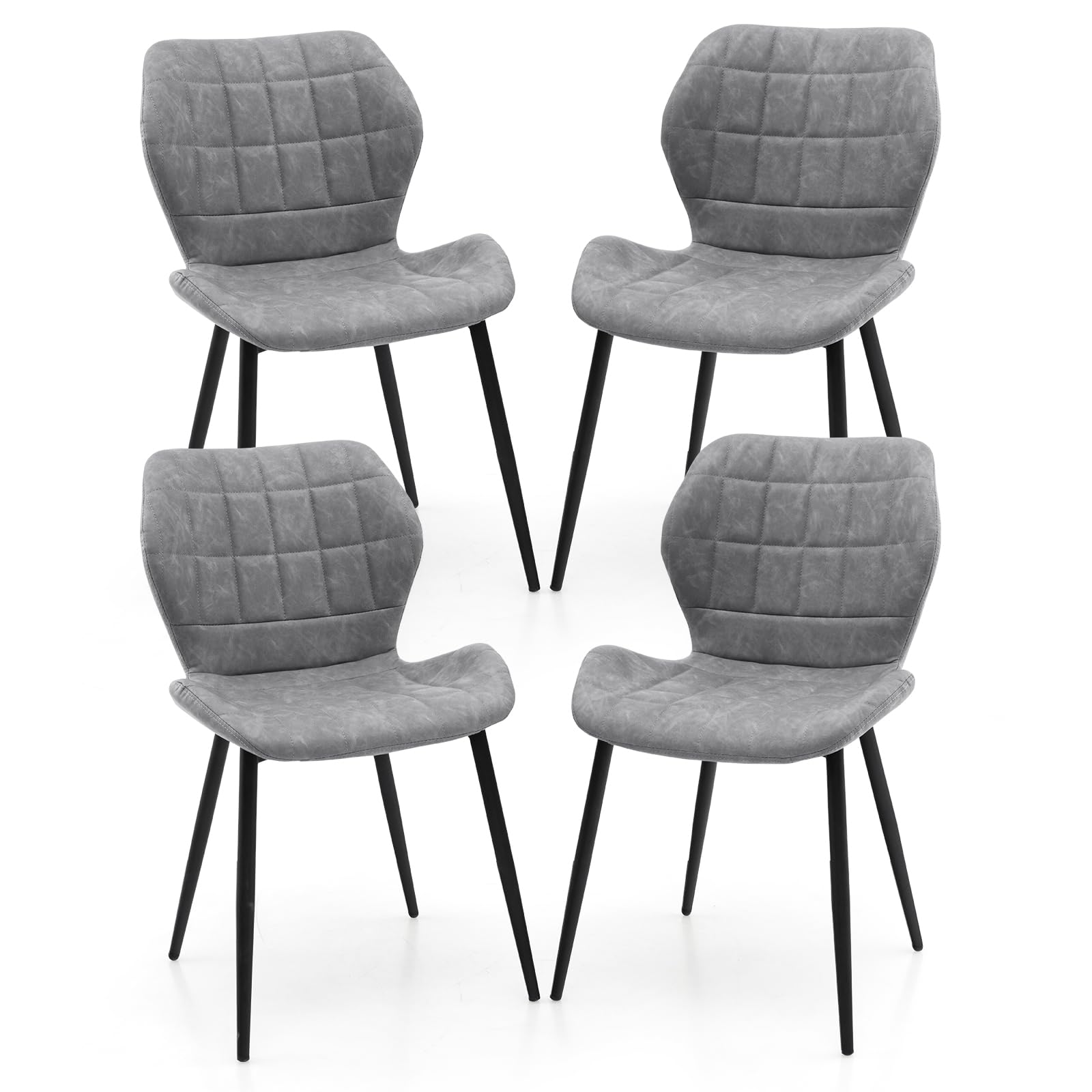 Giantex Upholstered Dining Chairs, Mid Century Retro Kitchen Chairs w/Padded Back & Seat