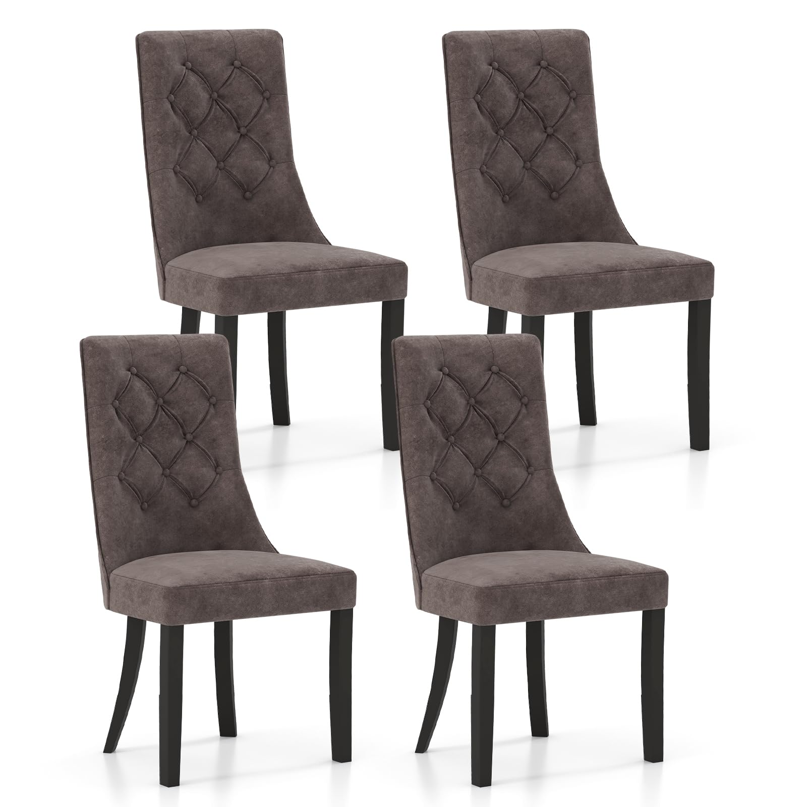 Giantex Tufted Dining Chairs, Upholstered Kitchen Chairs w/High Backrest, Rubber Wood Legs