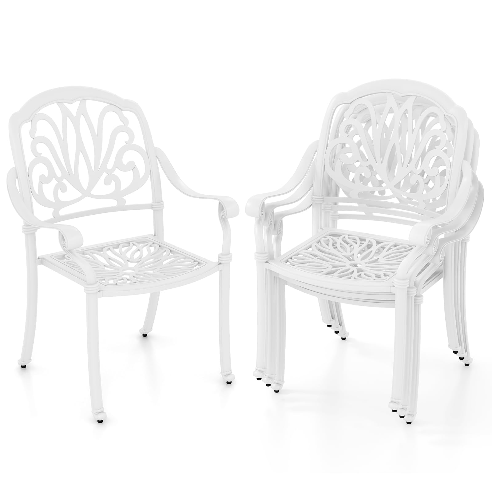 Giantex Patio Chairs, Stackable Cast Aluminum Outdoor Chairs for Lawn Porch Garden Yard