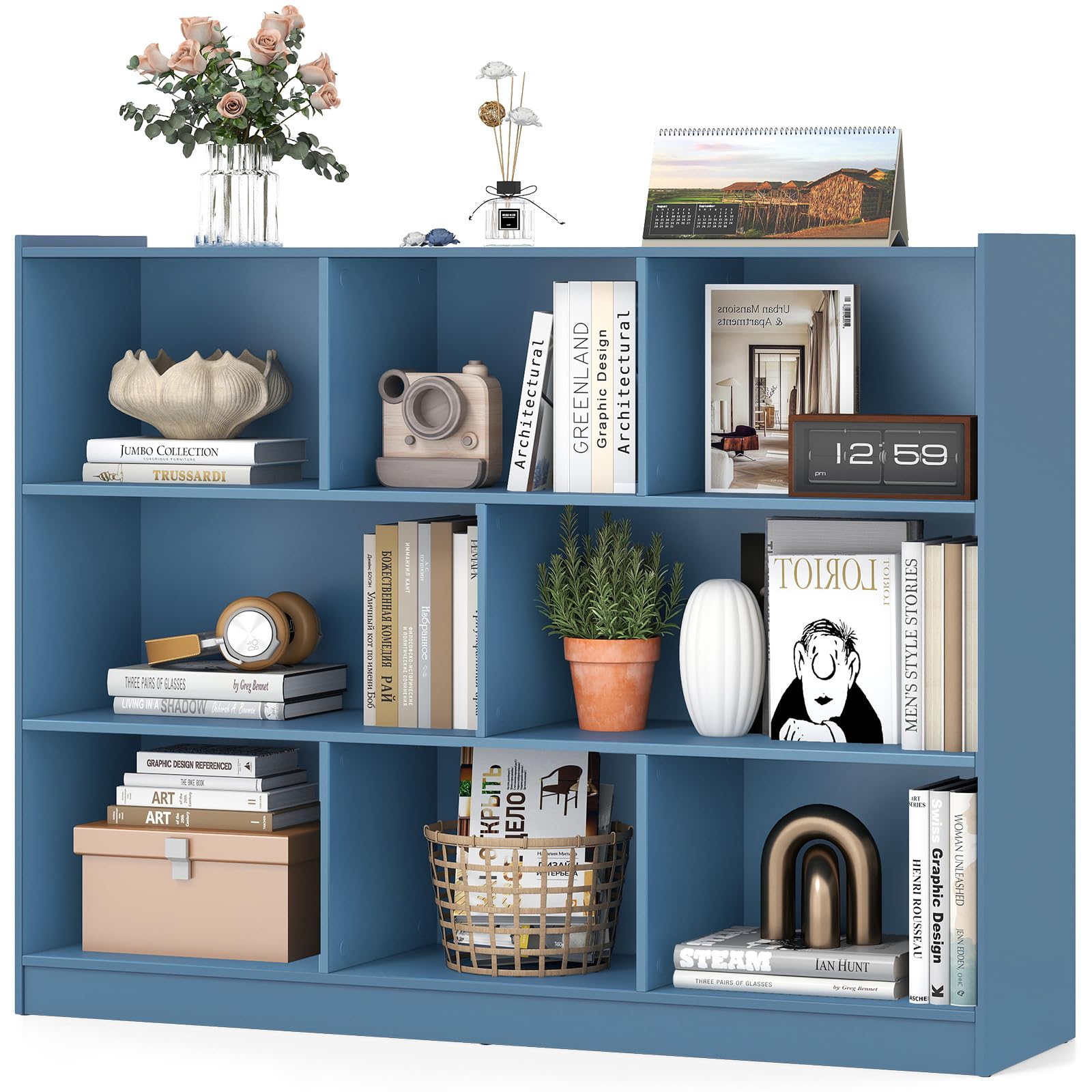 Giantex 8 Cube Bookcase, Freestanding 3-Tier Open Bookshelf