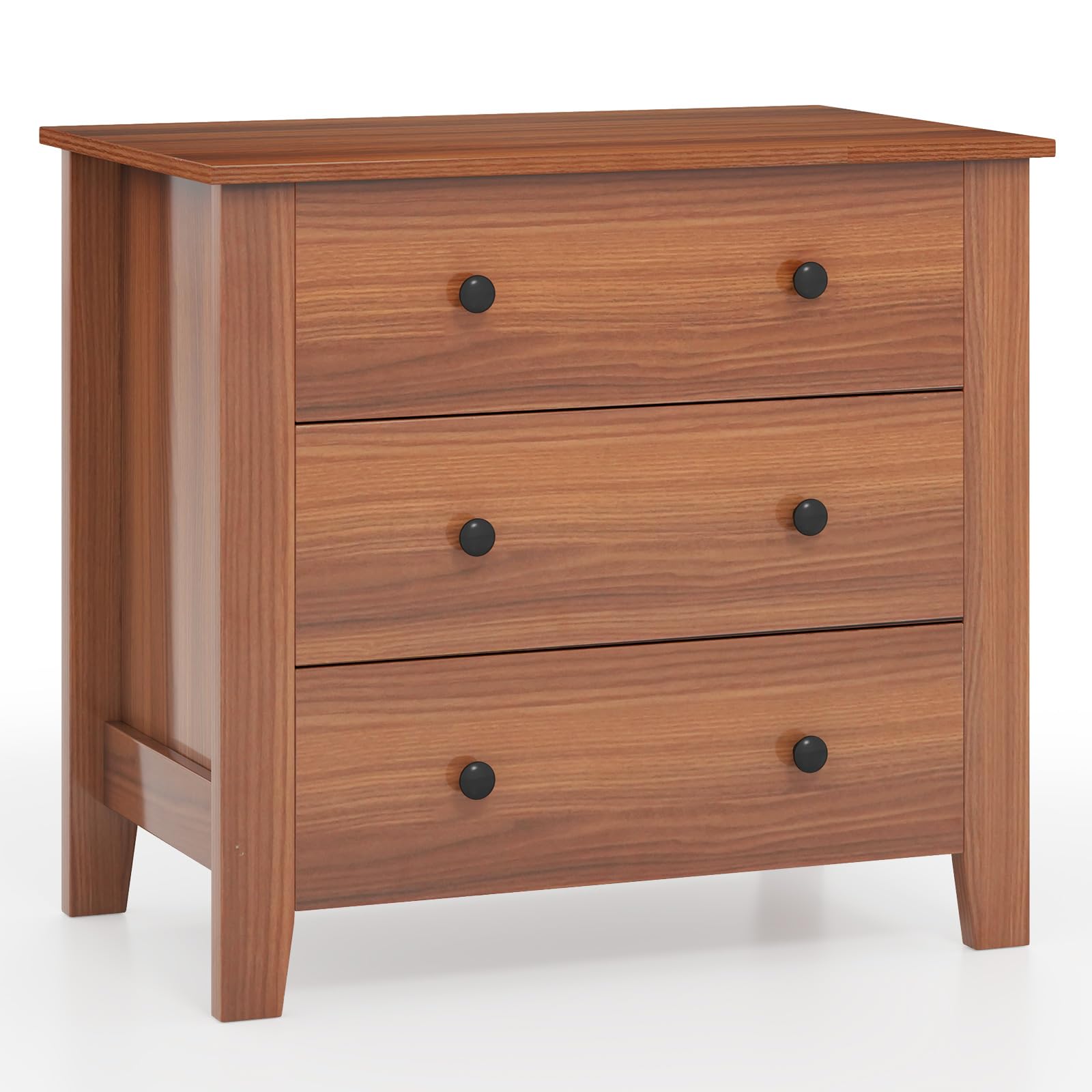 Giantex Small 3-Drawer Dresser for Bedroom - 28.5” x 18” x 26” Wide Chest of Drawers, Modern Large Nightstand