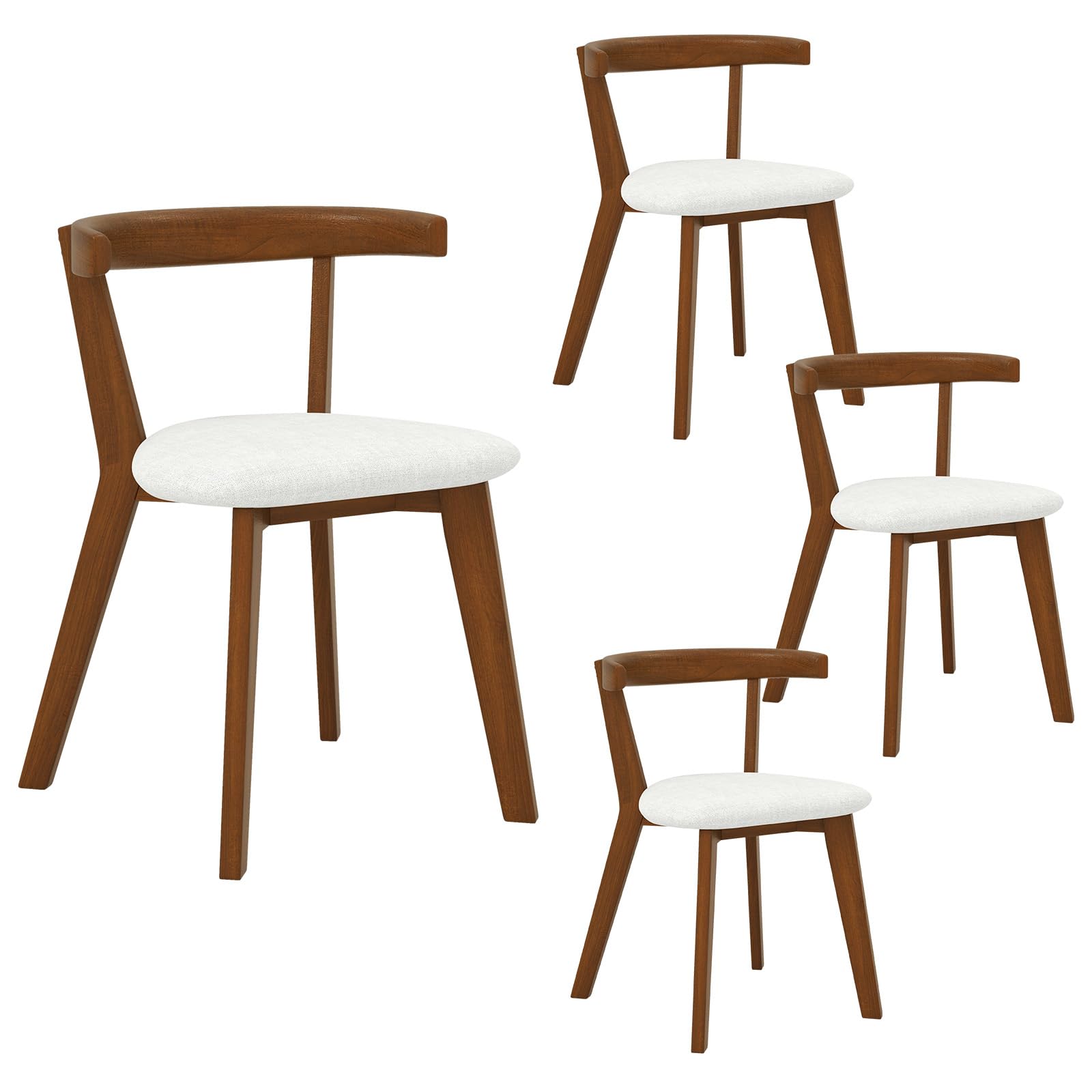 Giantex Wooden Dining Chairs, Farmhouse Hanging Kitchen Chairs w/Rubber Wood Frame