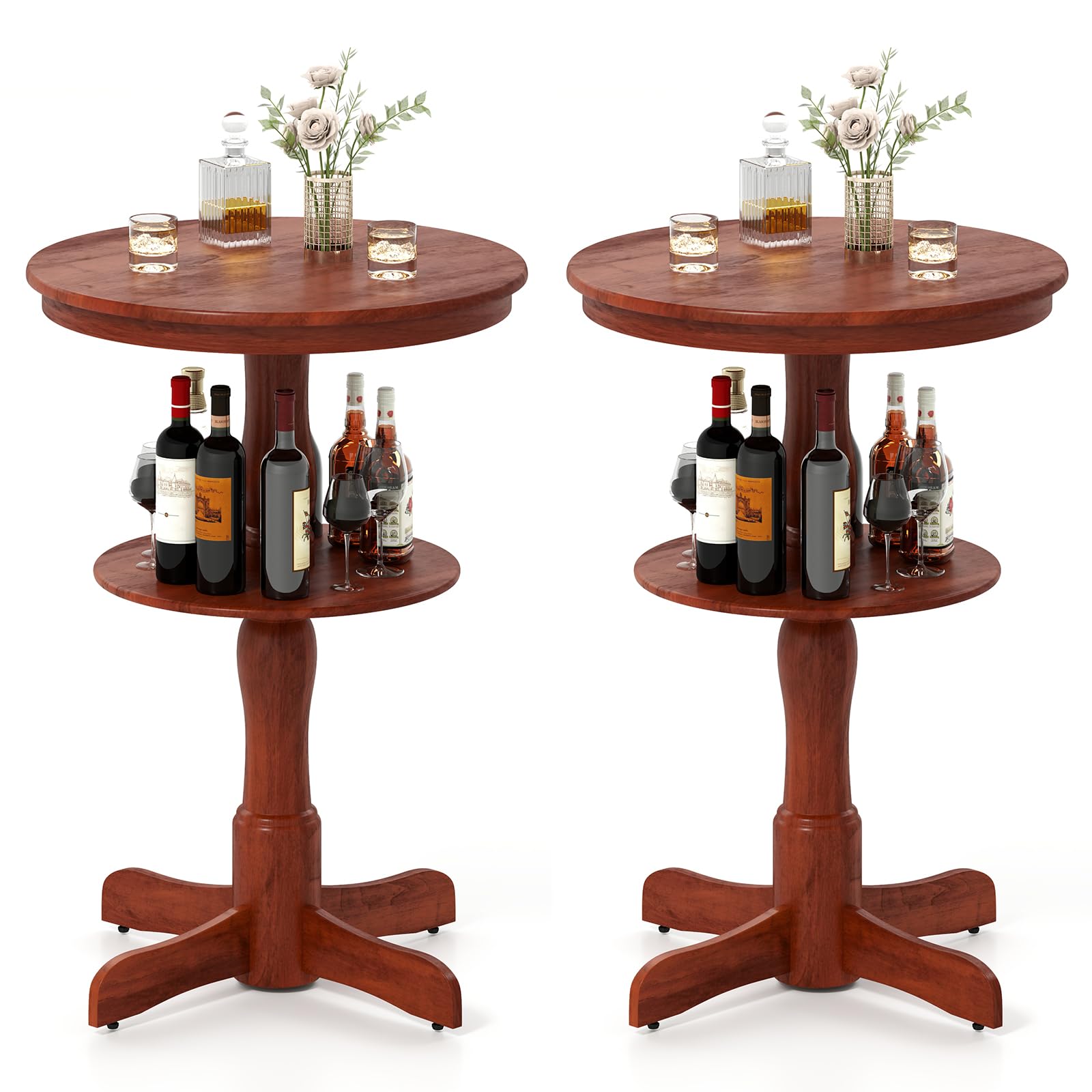 Giantex 2 Tier Tall Round Dining Table with Pedestal Base
