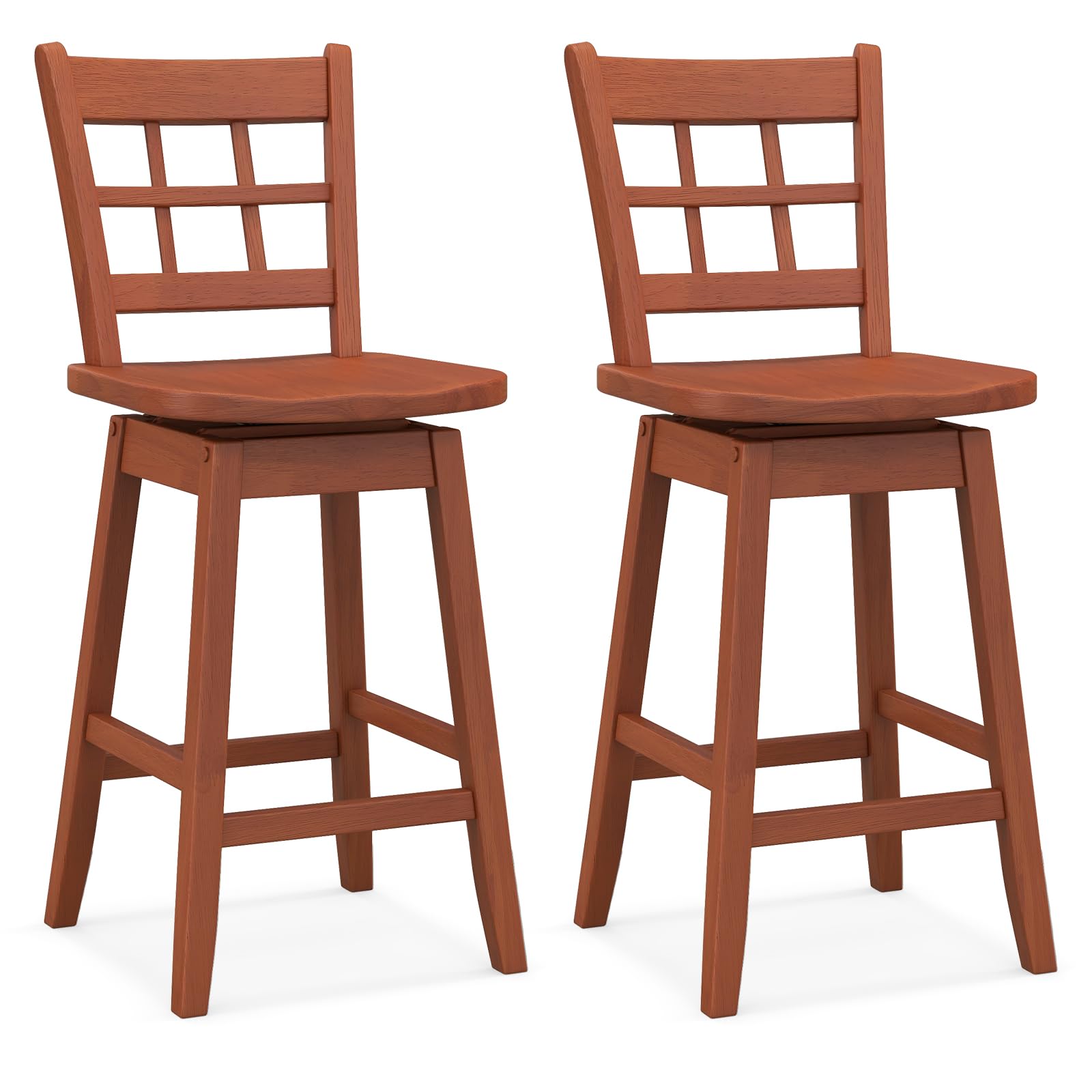 Giantex Bar Stools, Farmhouse Swivel Barstools with 6-Grid Hollow Back & Ergonomic Contoured Seat