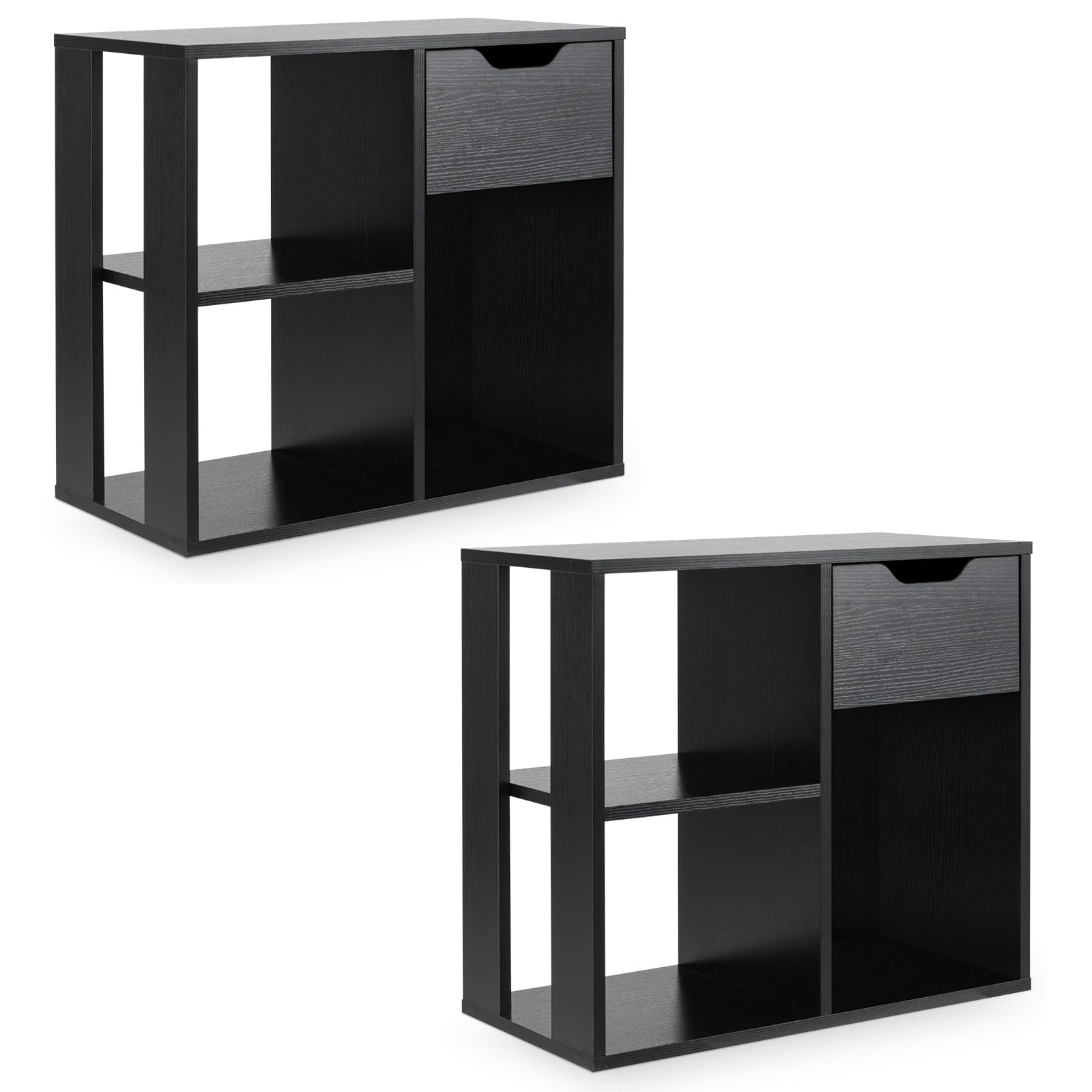 Giantex 3 Cube Bookcase with Drawer, 2 Tier Bookshelf for Small Space, Modern Freestandin