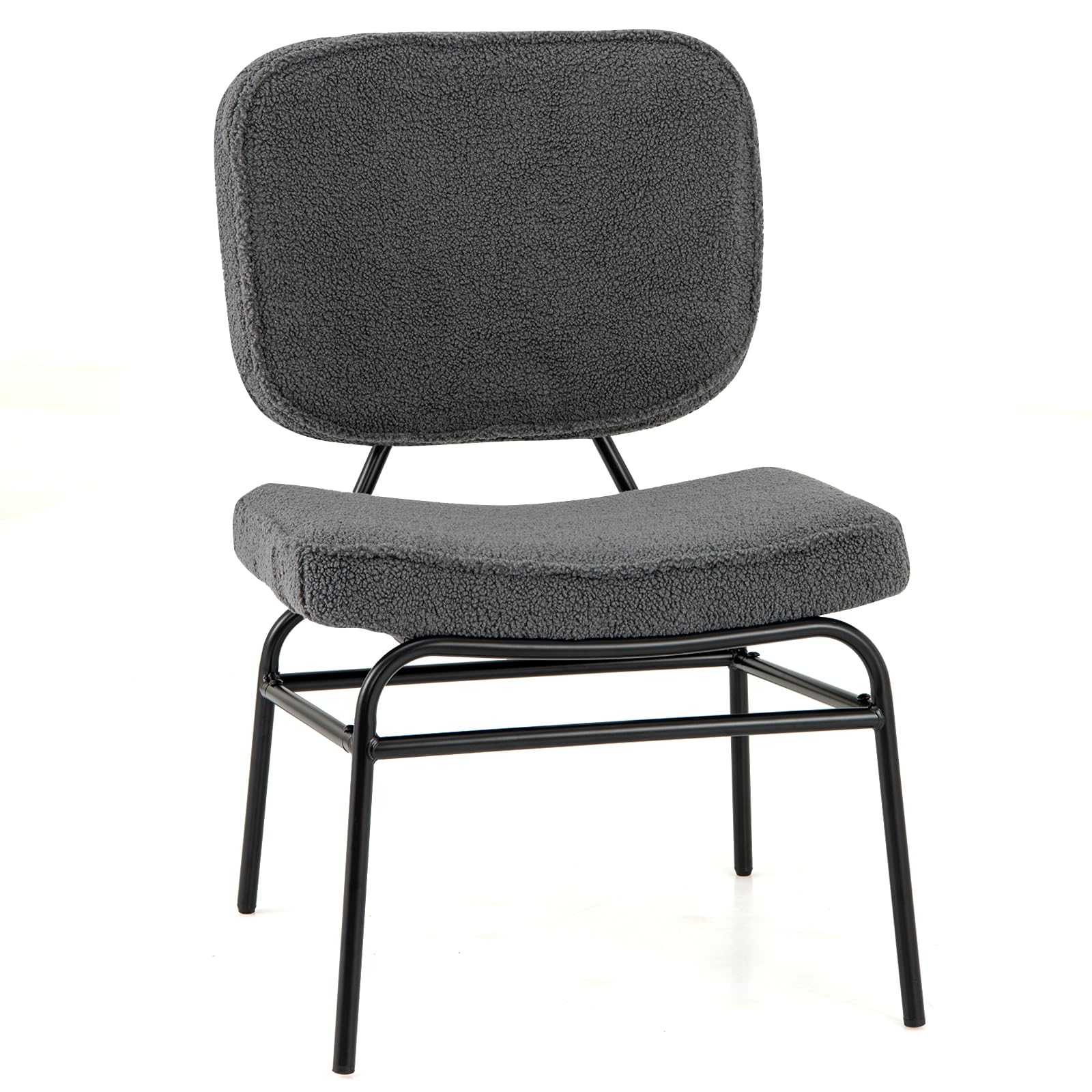 Giantex Modern Armless Accent Chair - Sherpa Reading Chair with Sponge Padding