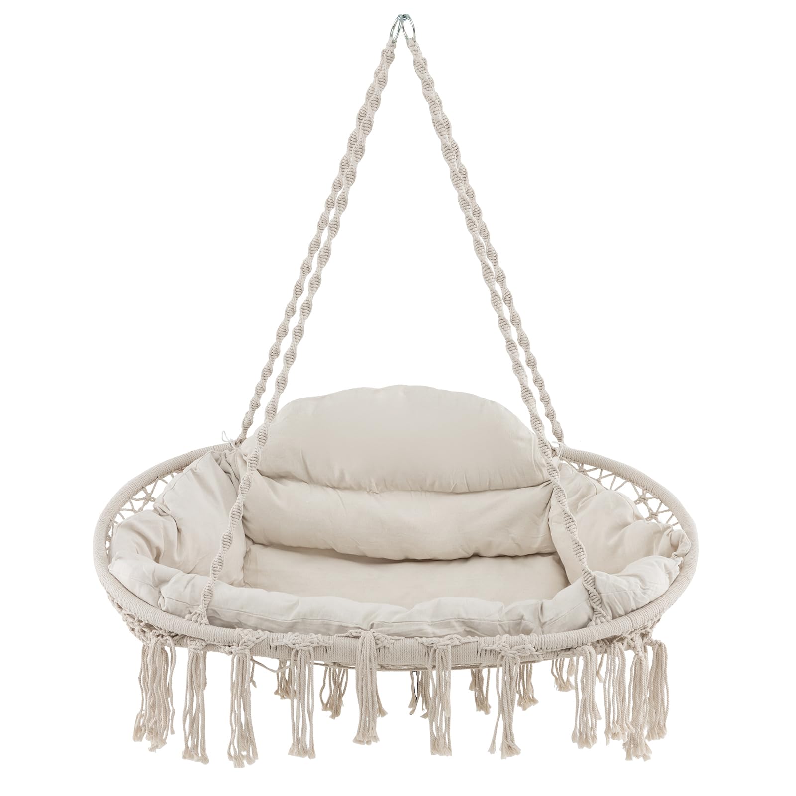 Giantex Hammock Chair, Macrame Hanging Chair with Removable Cushion,  Max 440 lbs, Swinging Chair, Beige