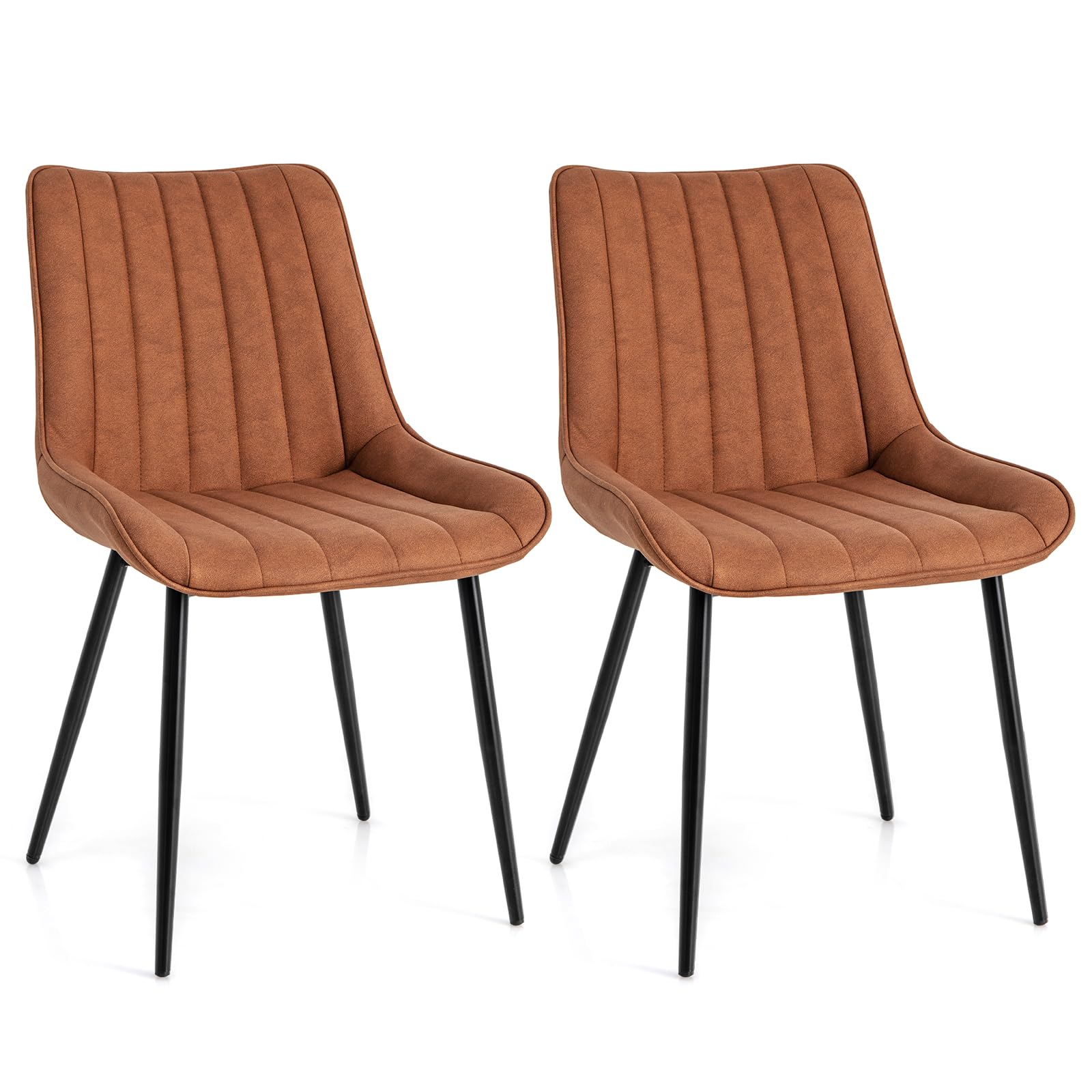 Giantex Dining Chairs, Faux-Leather Fabric Kitchen Chairs, Upholstered Leisure Chairs w/Metal Legs