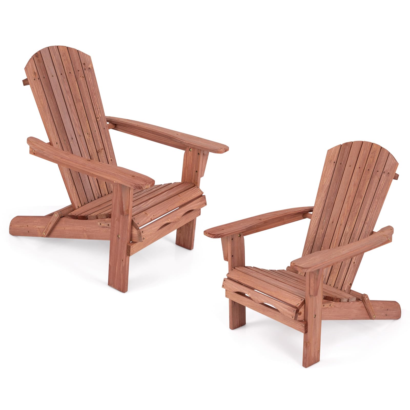 Giantex Foldable Adirondack Chair Set of 1/2/4 - Folding Front Porch Chairs with High Back, Wide Armrests, 400 LBS Max Load